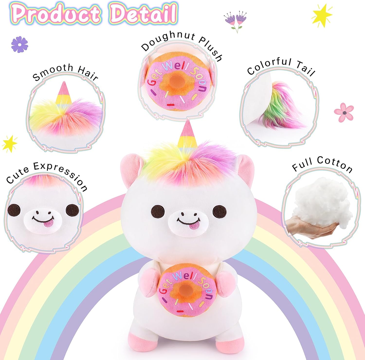 Achwishap Get Well Soon Unicorn Plush Pillow
