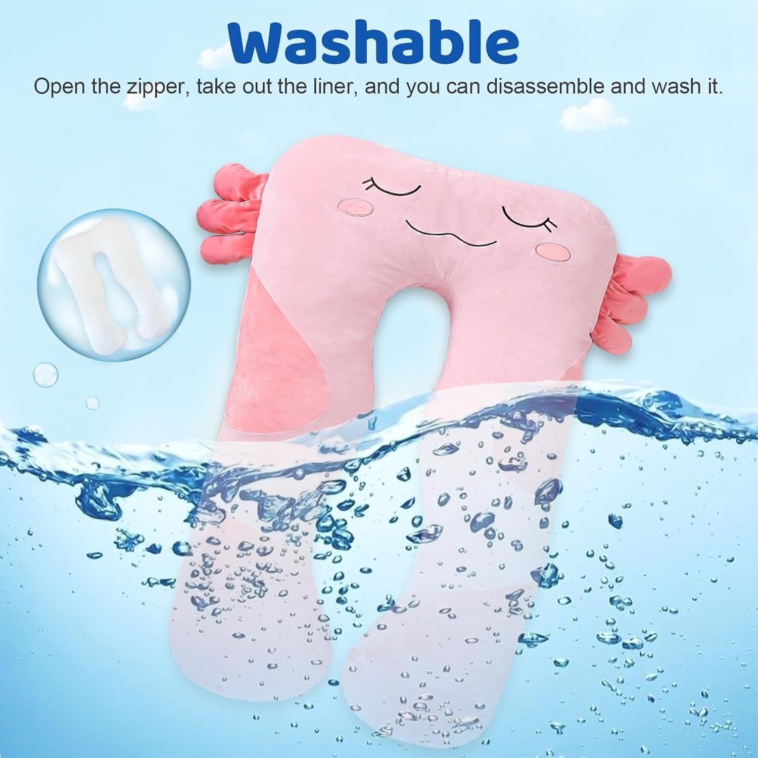 47x23 Inch U Shaped Plush Body Pillow for Kids