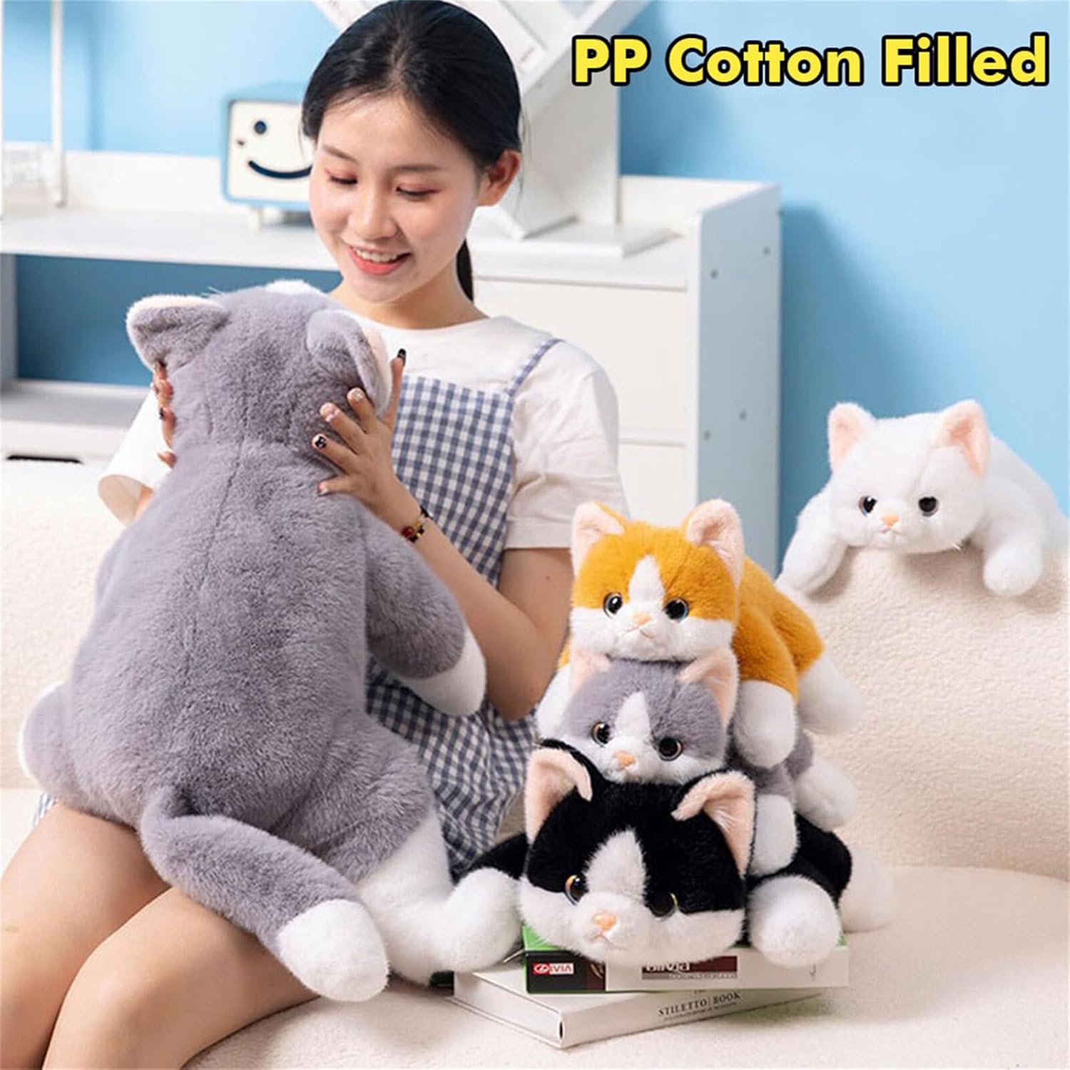Black and White Cat Weighted Plush Toy