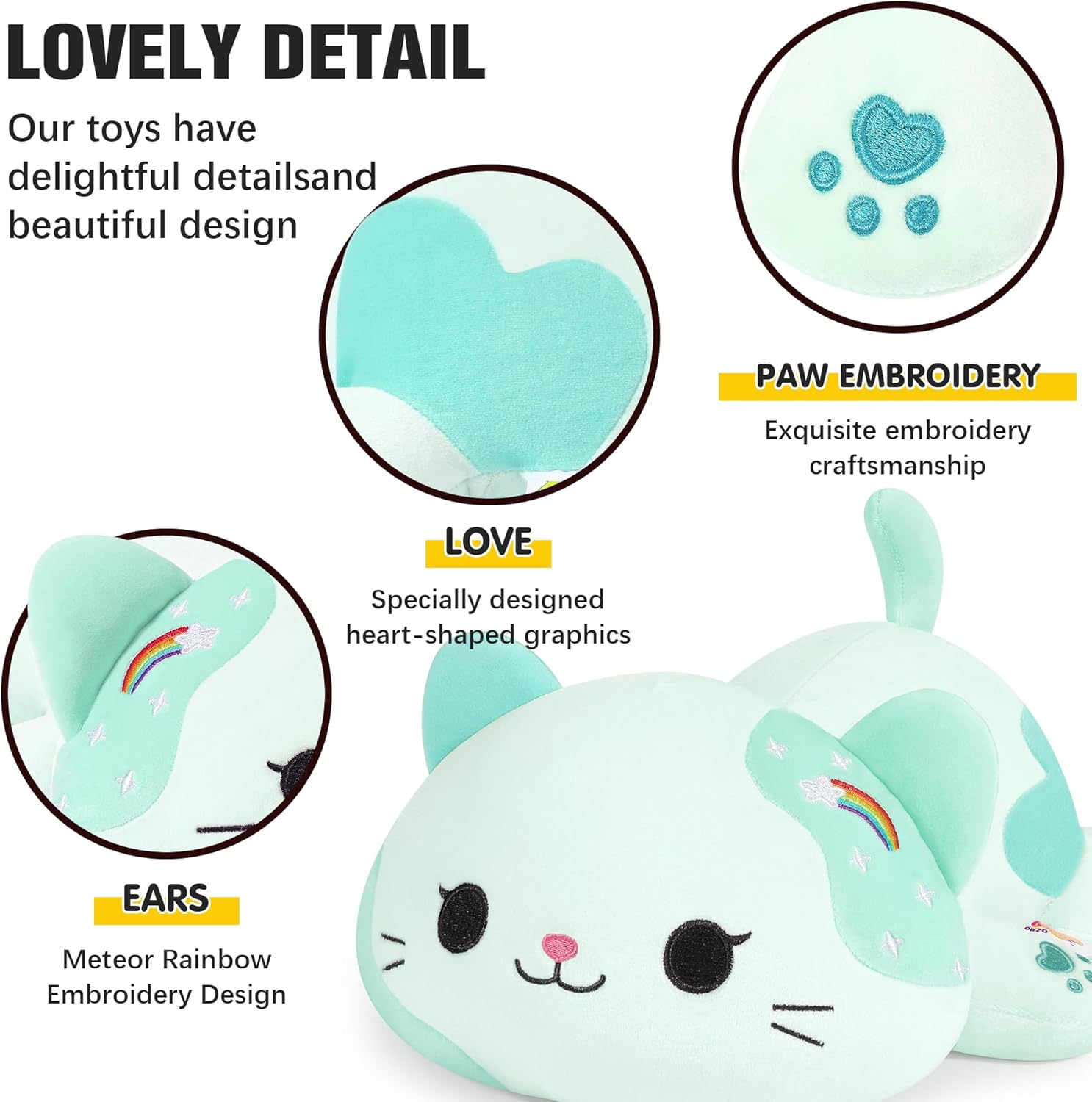 Onsoyours Rainbow Cat Plush 13 Inch Toy