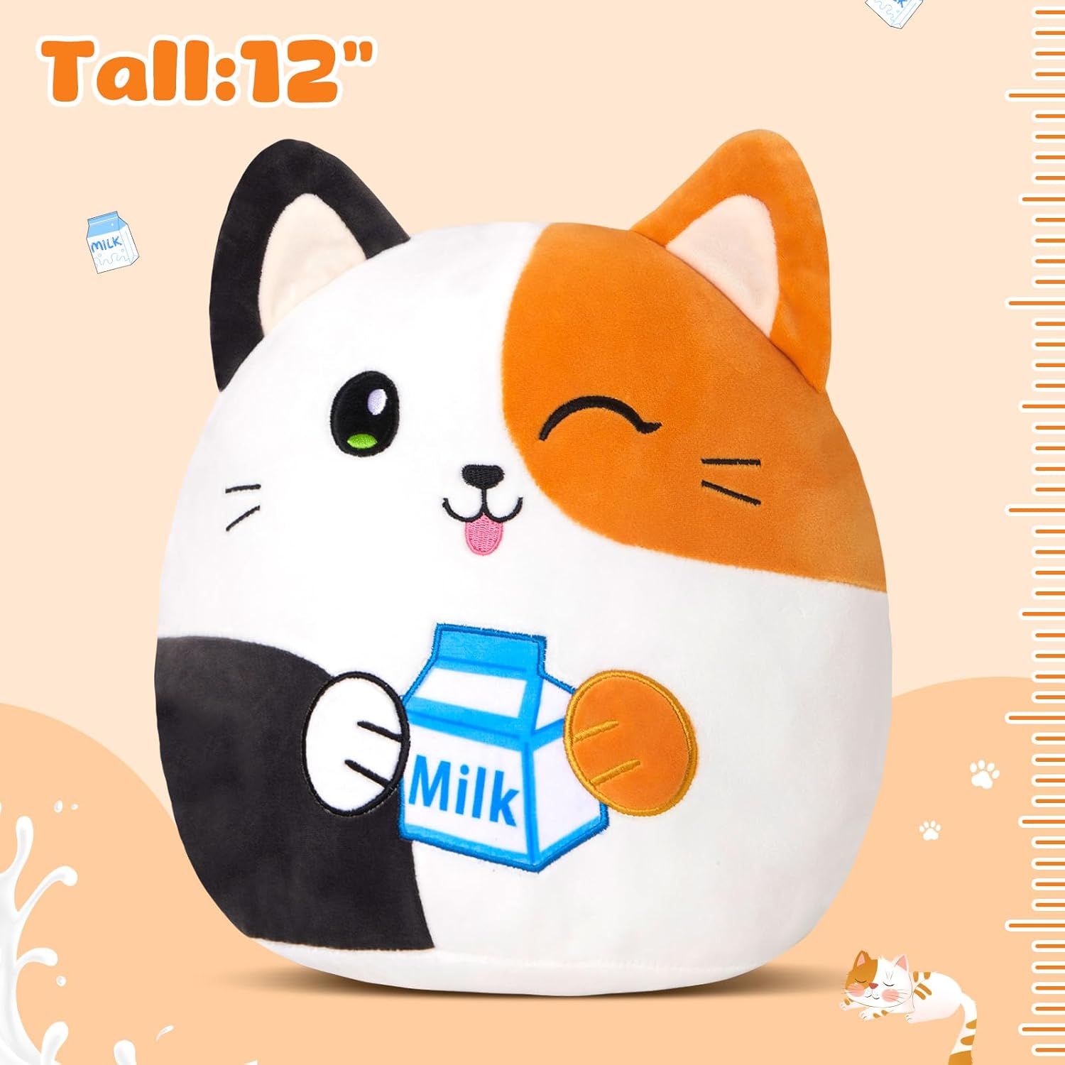 12 Inch Plush Cat Pillow Toy for Kids and Adults