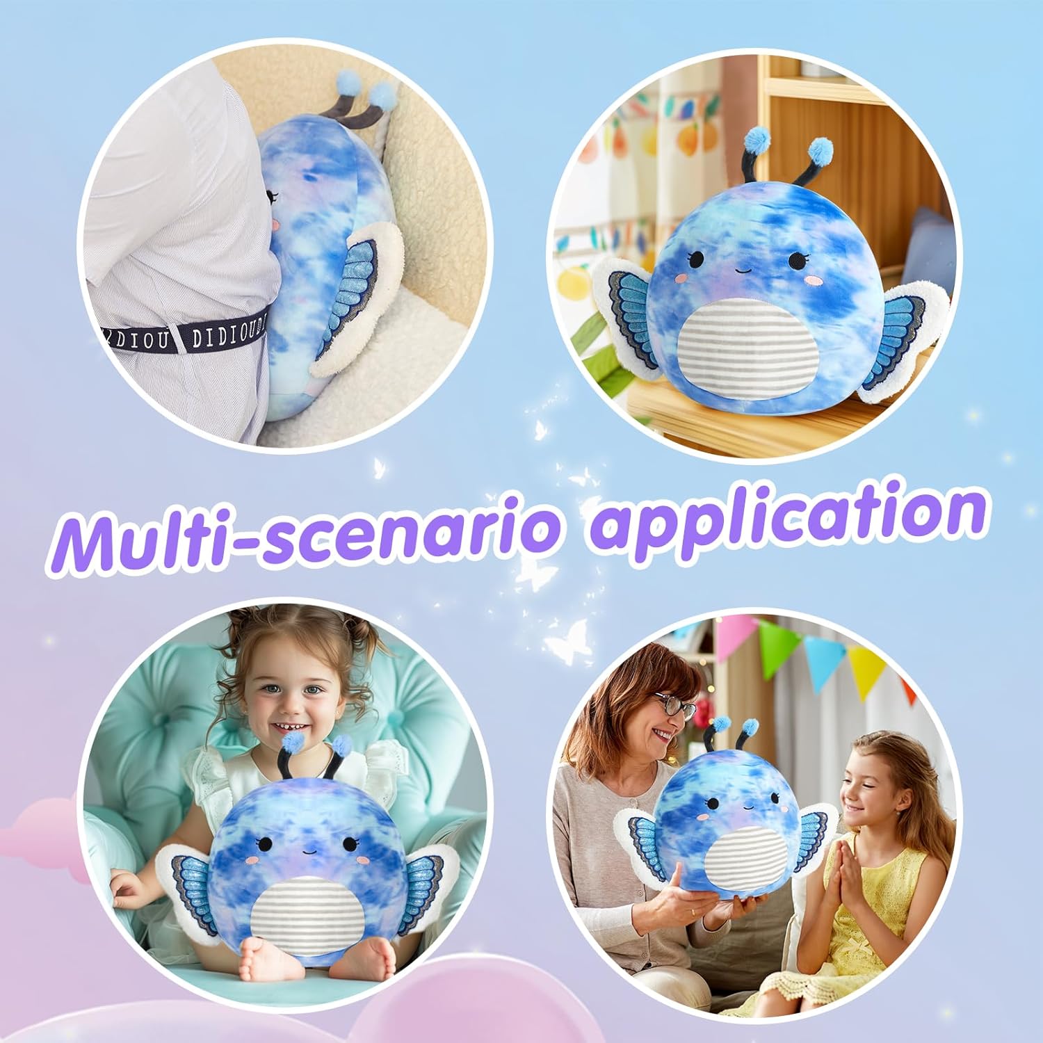Blue Butterfly Plush Pillow Toy