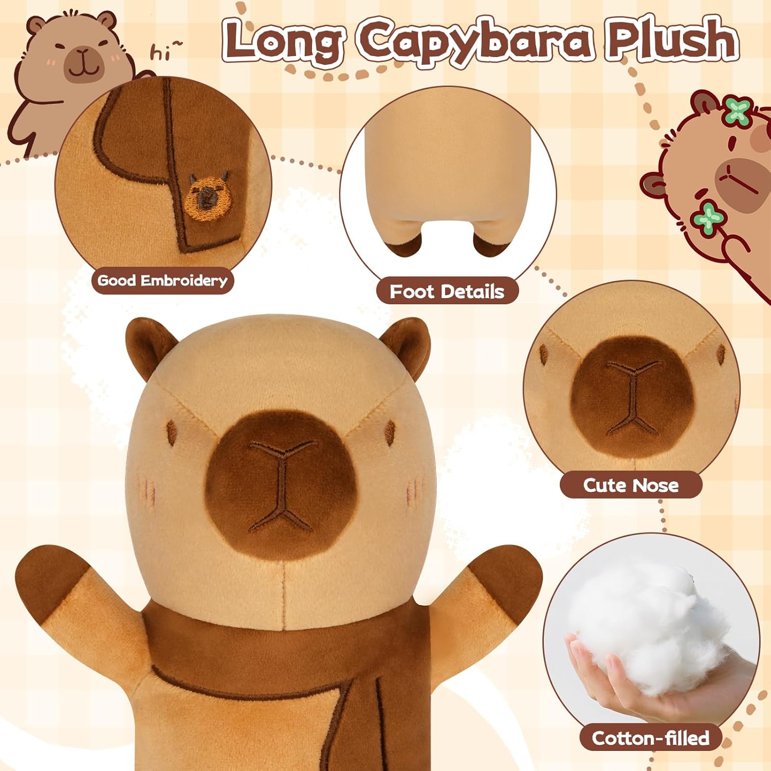 JEROKUMI 18inch Capybara Plush Pillow
