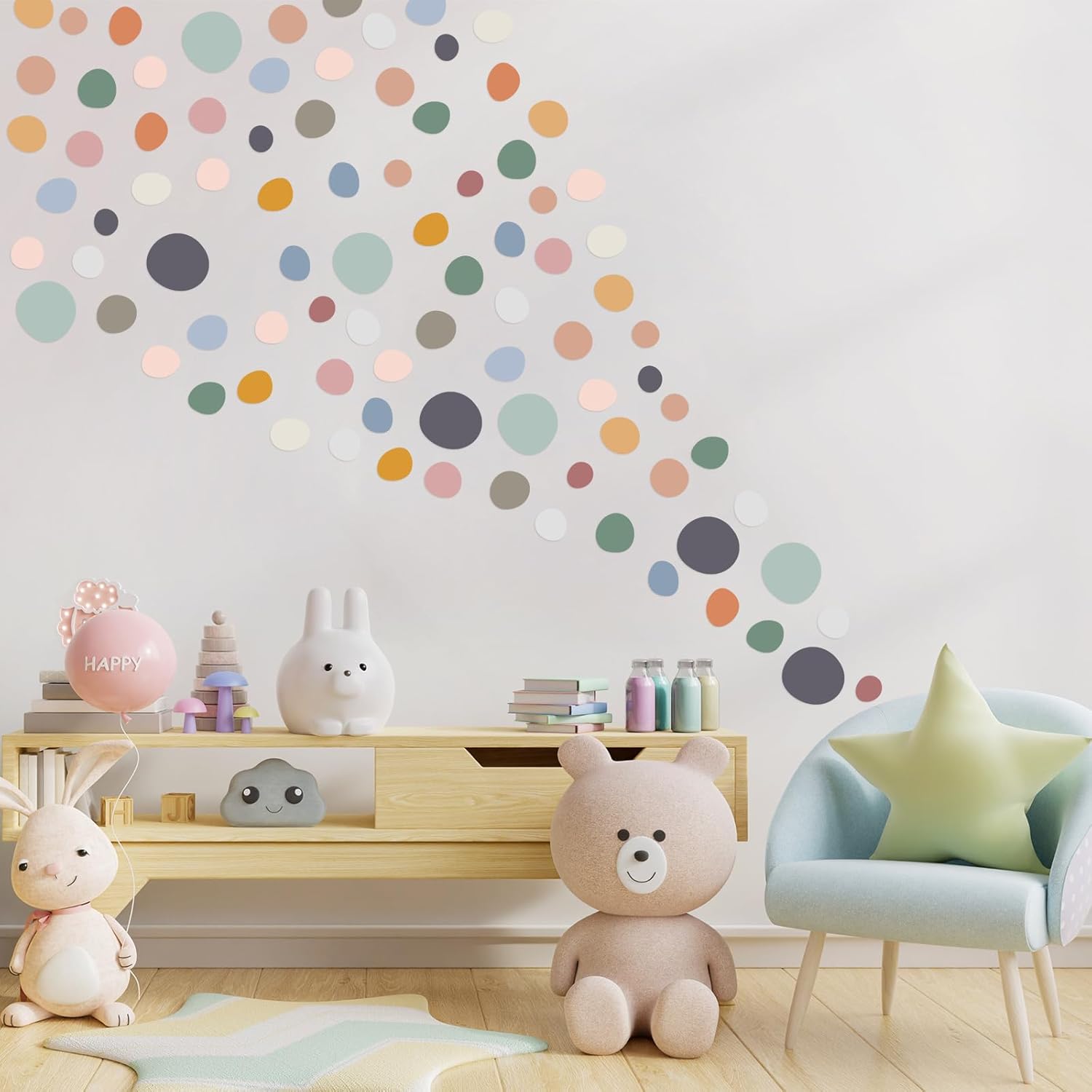 15 Sheet 300 Pcs Irregular Polka Dots Wall Decal