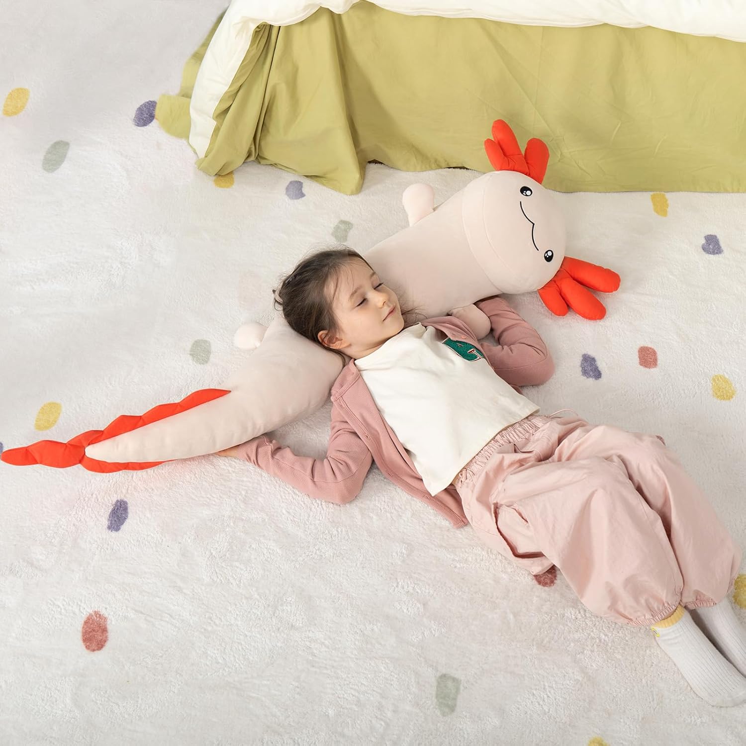 Large Axolotl Plush Body Pillow for Kids