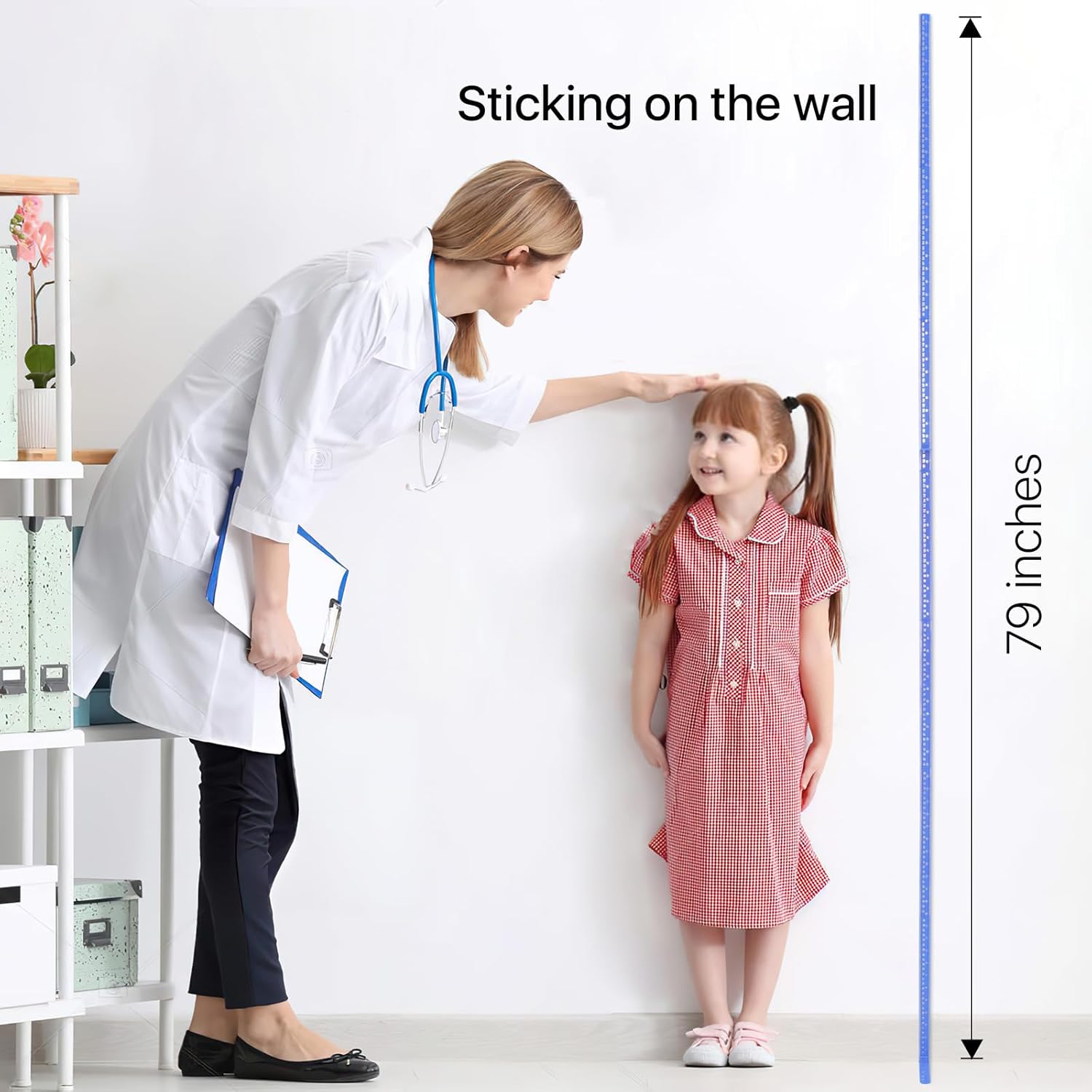Egoldto 3D Height Measure Rod for Wall 79 Inches Blue