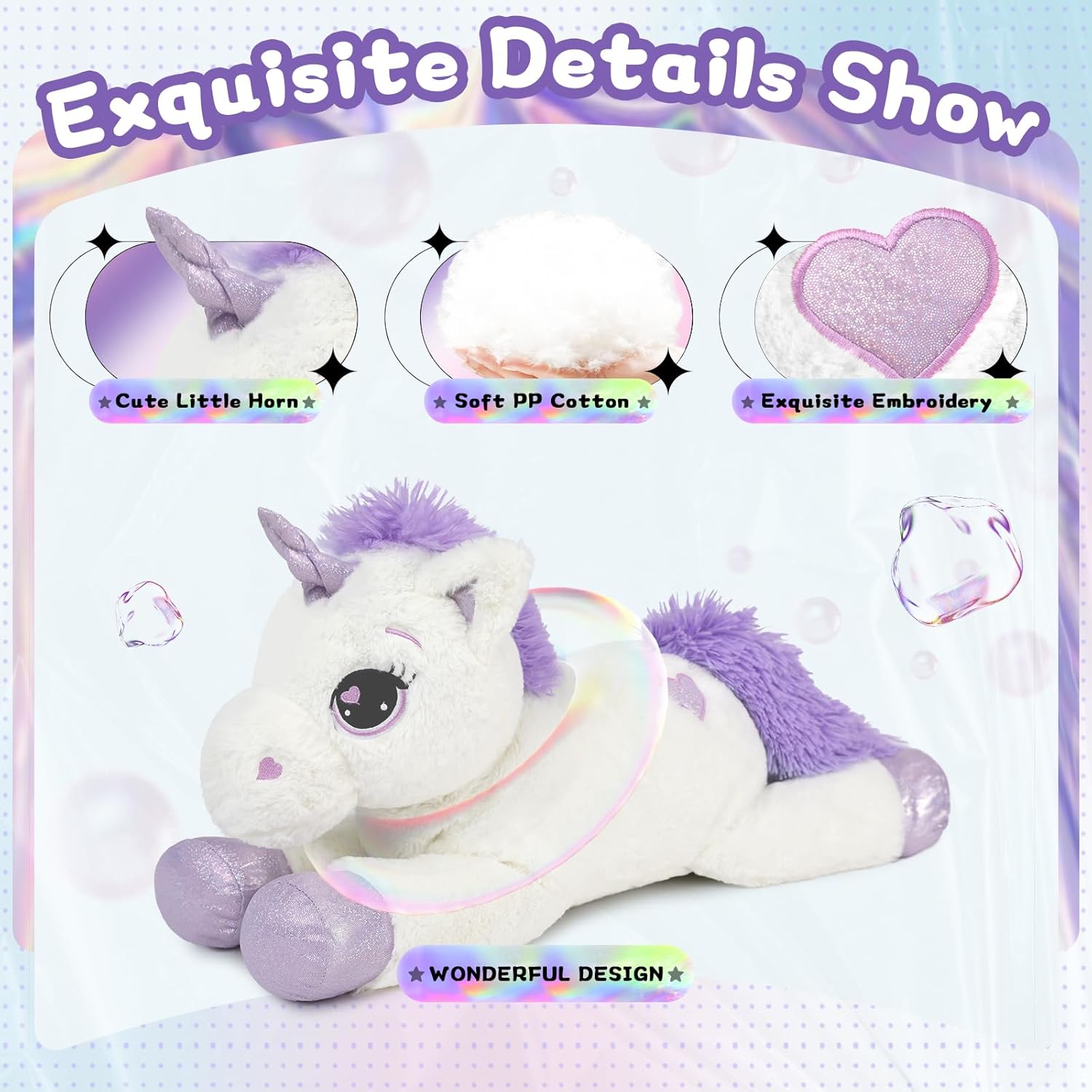 Big Stuffed Unicorn Plush Pillow 24 Inch