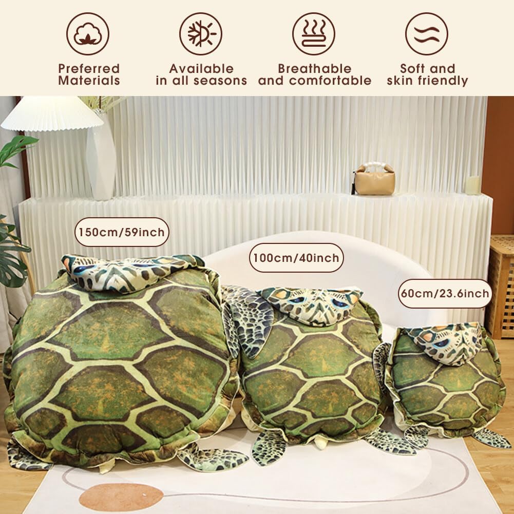Wearable Turtle Shell Plush Pillow for Kids and Adults