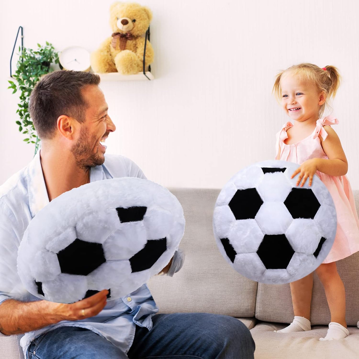 Jetec Soccer Shaped Plush Pillow Set