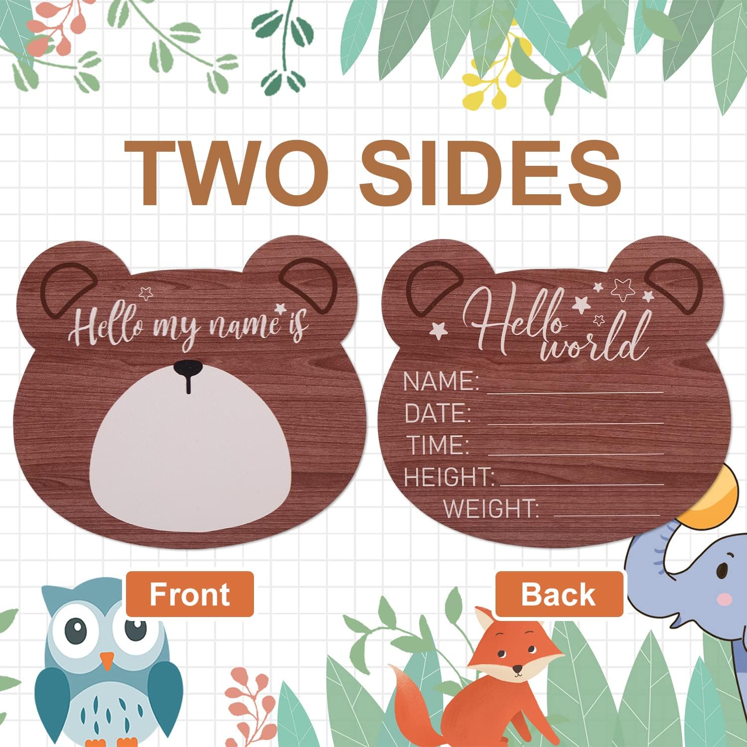 Wooden Baby Announcement Plaque With Bear Shape
