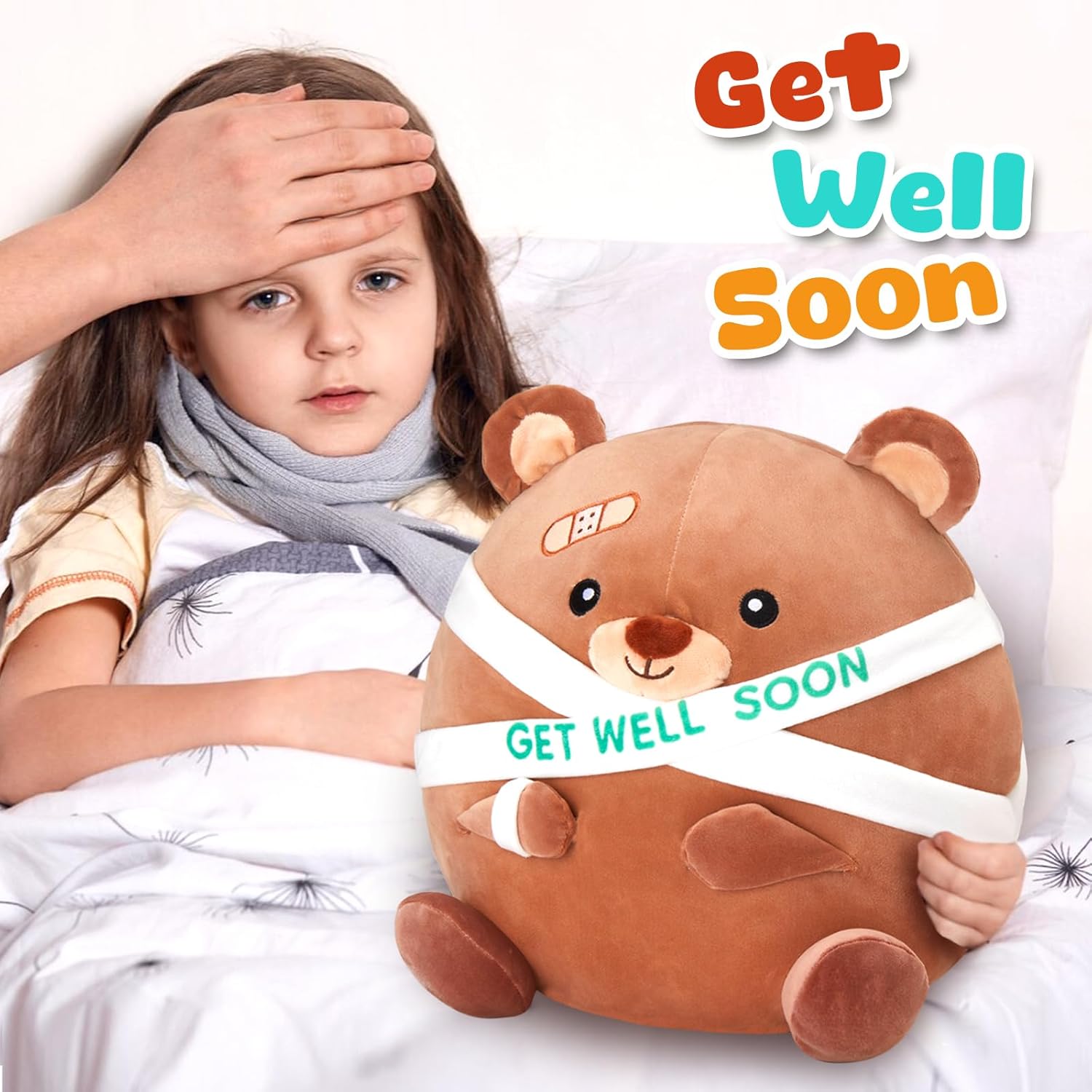 Get Well Soon Teddy Bear Plush Pillow