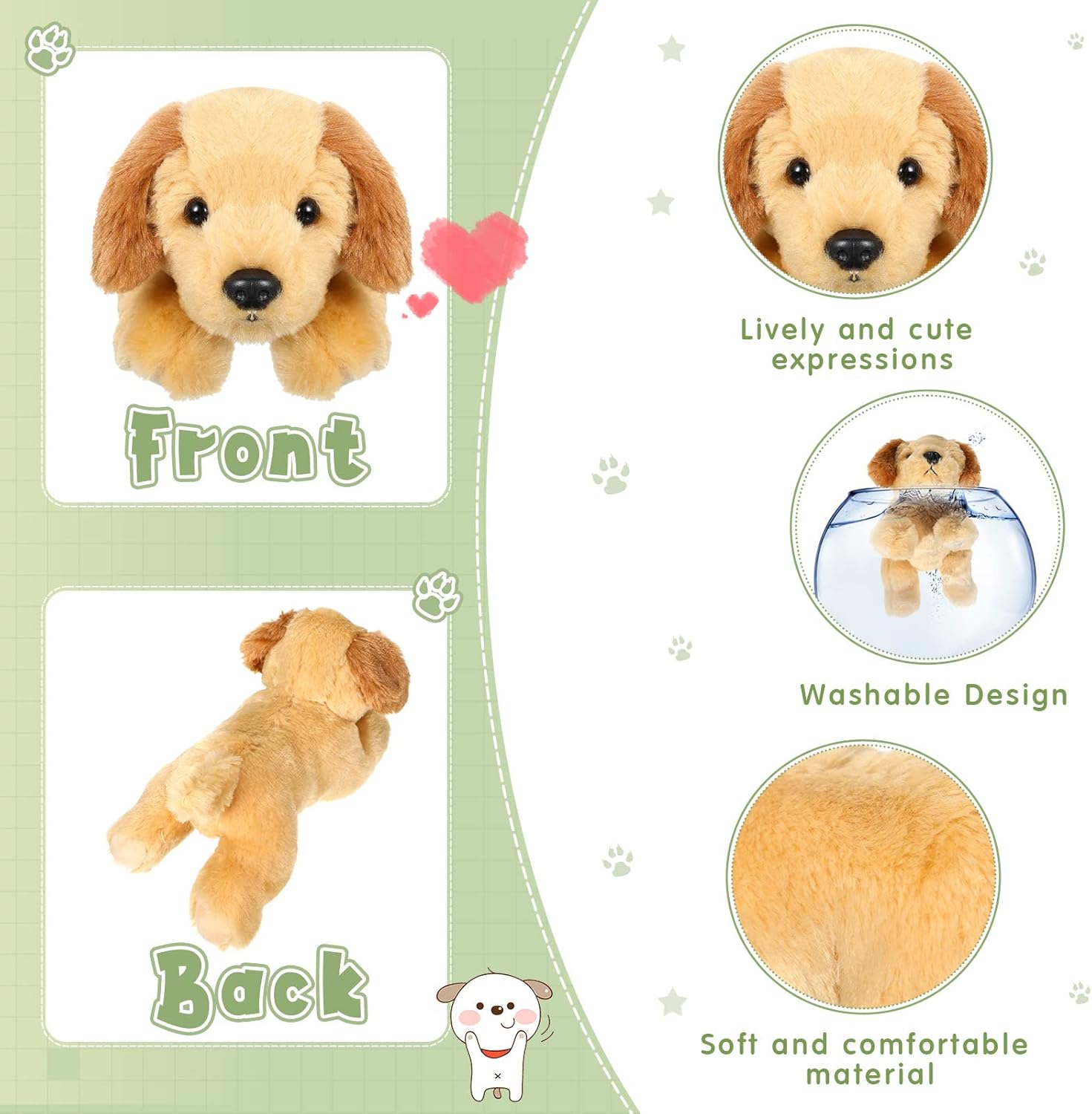 Skylety 3 Pcs Plush Dog Pillow Toy Set