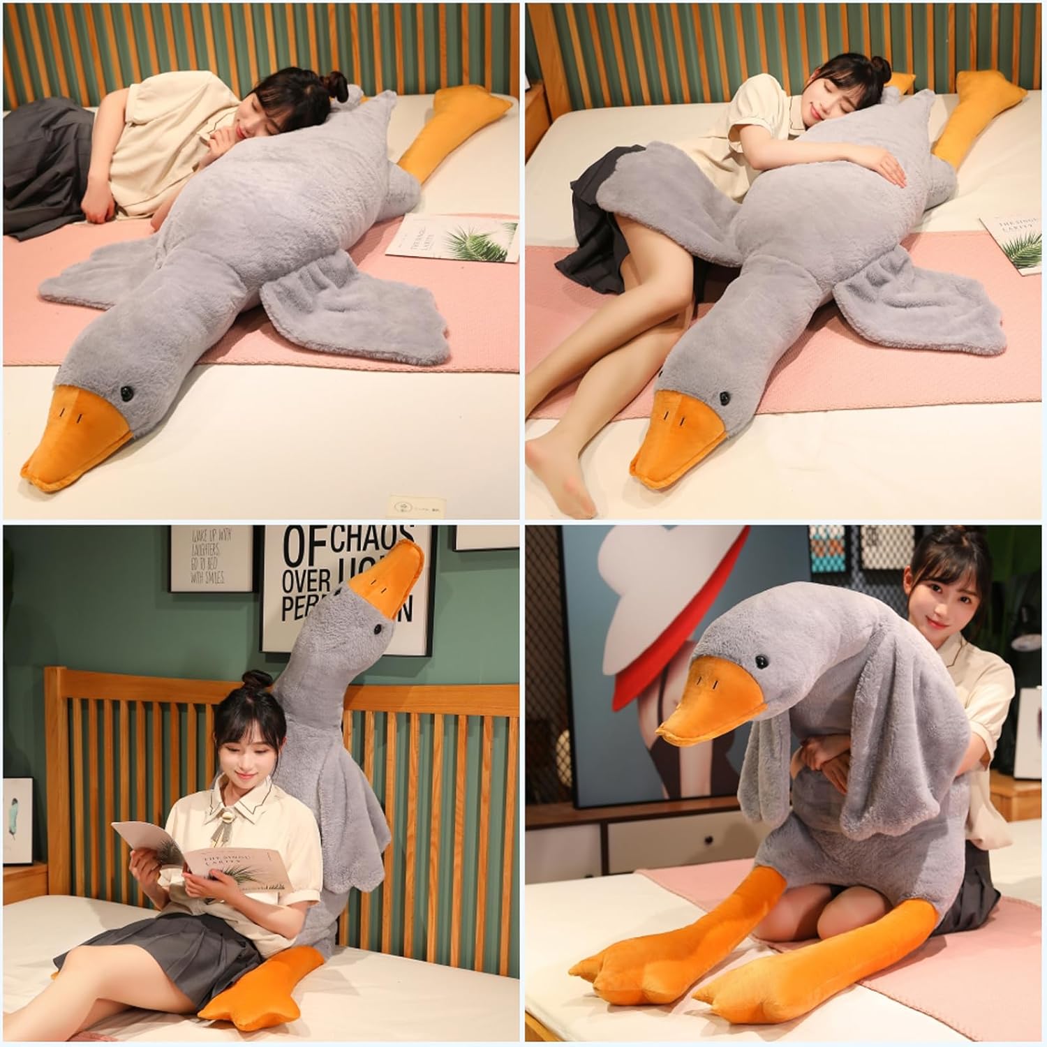 Grafingy Big Grey Swan Plush Pillow