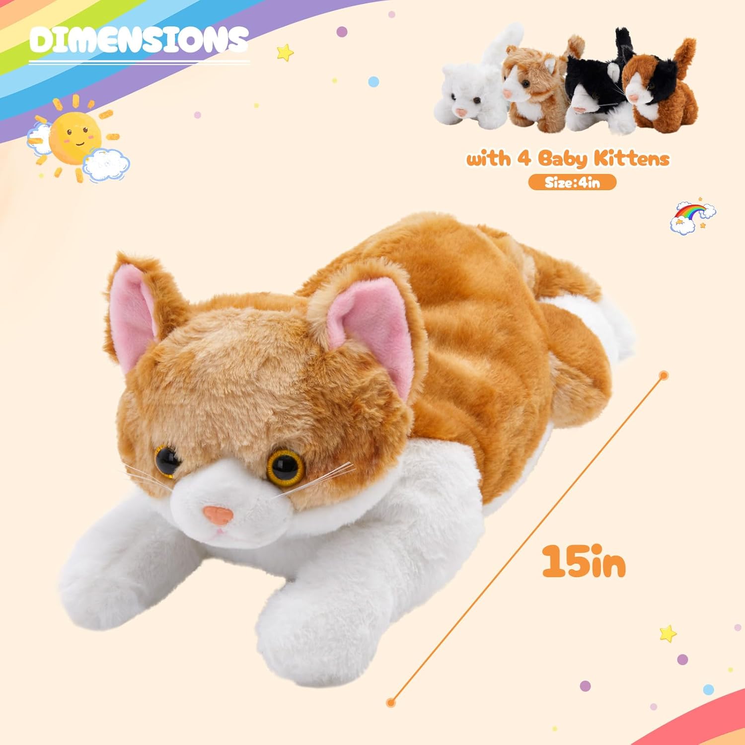 WeWill 15 Inch Cat Family Plush Set