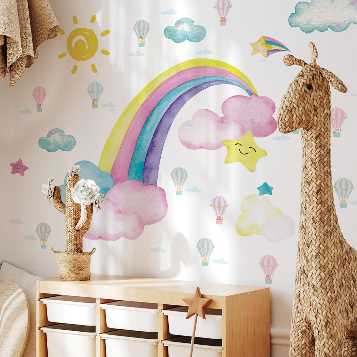vibrant rainbow wall decal for baby nursery