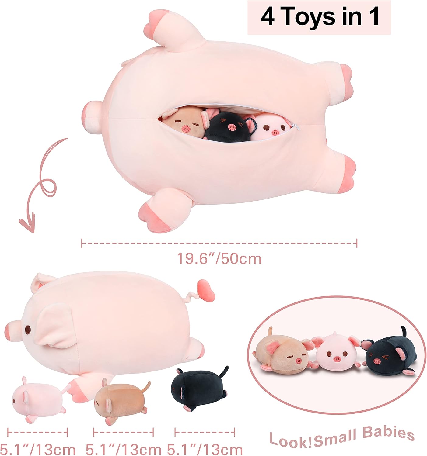 Pig Stuffed Animal Mommy 196 with 3 Plushies