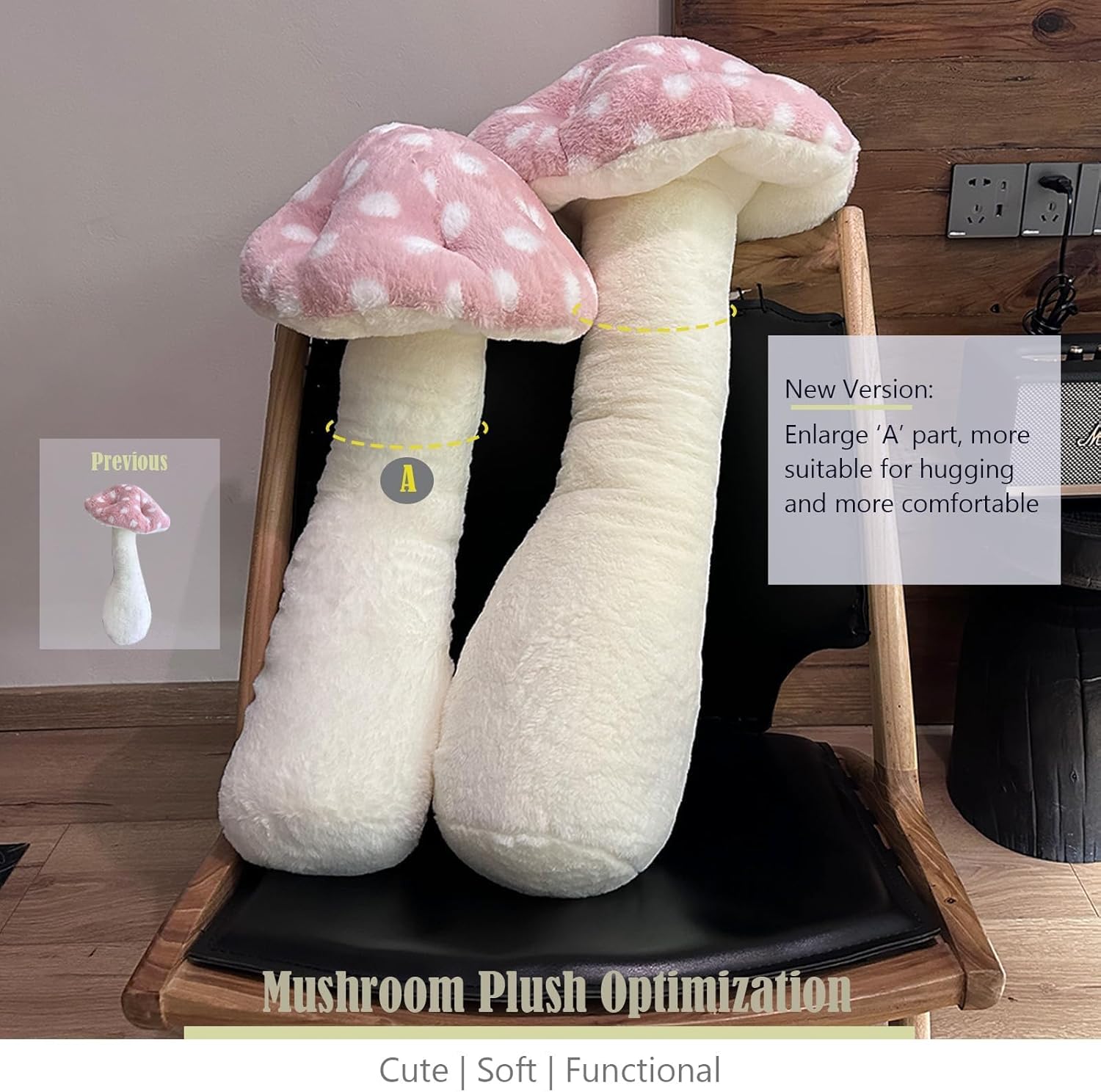 Hofun4U Mushroom Plush Pillow Pink