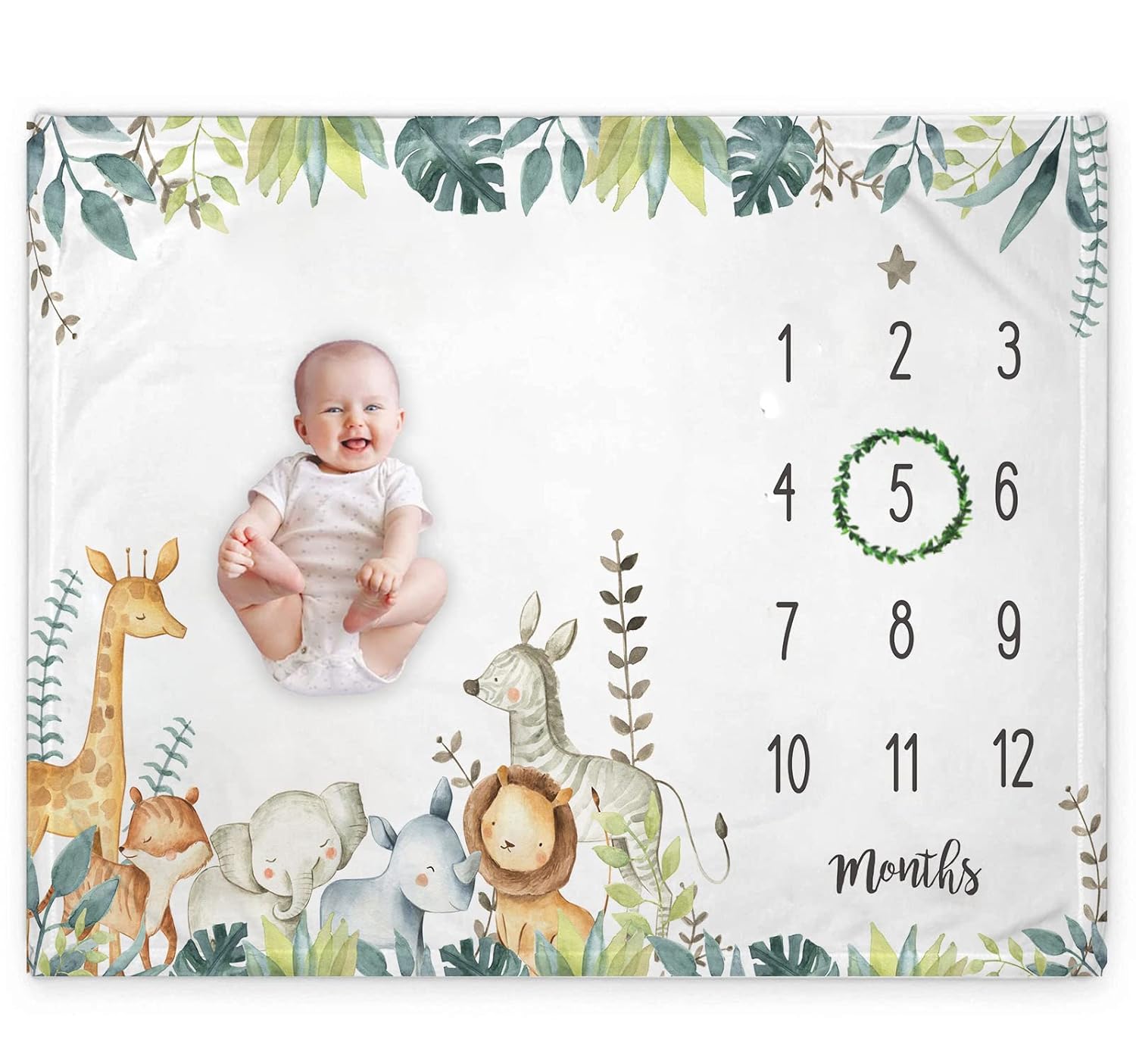 Yuzioey Safari Baby Growth Chart Blanket 1