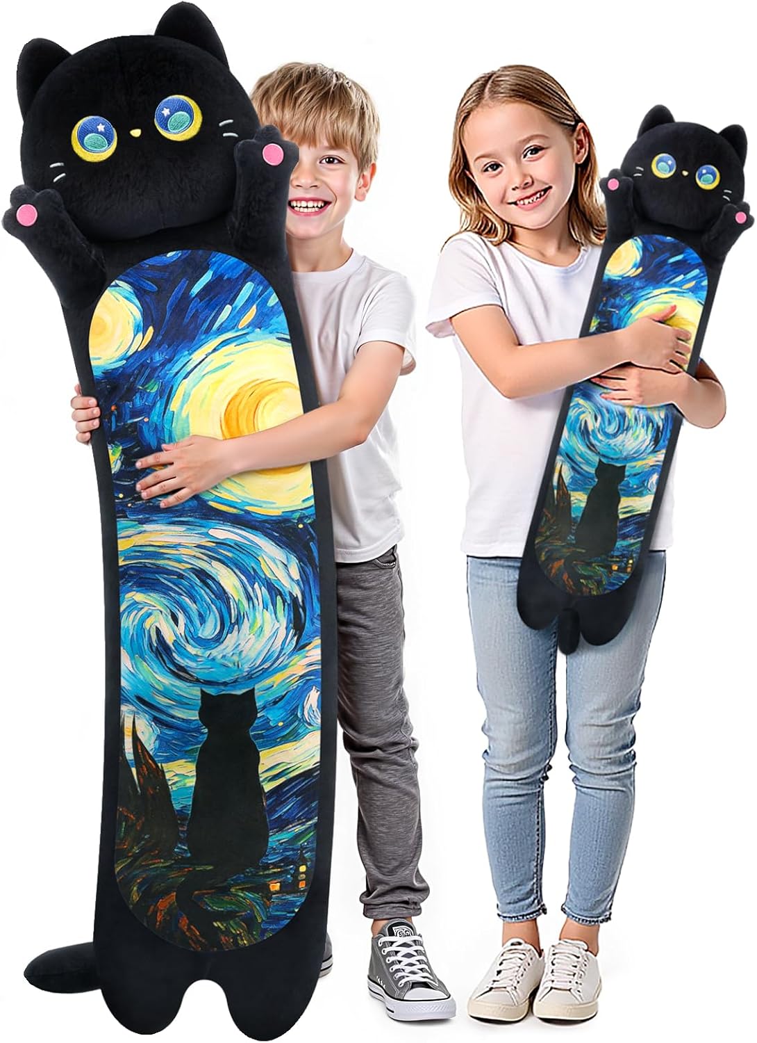 Black Starry Cat Plush Pillow Toy