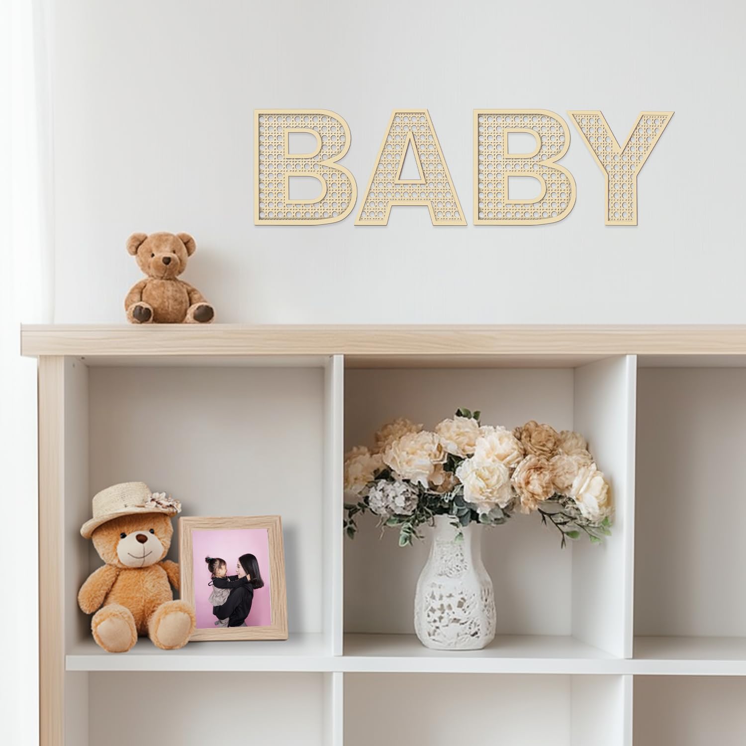 Baby Letters Wooden Rattan 8 Inch 4Pcs Wall Decor