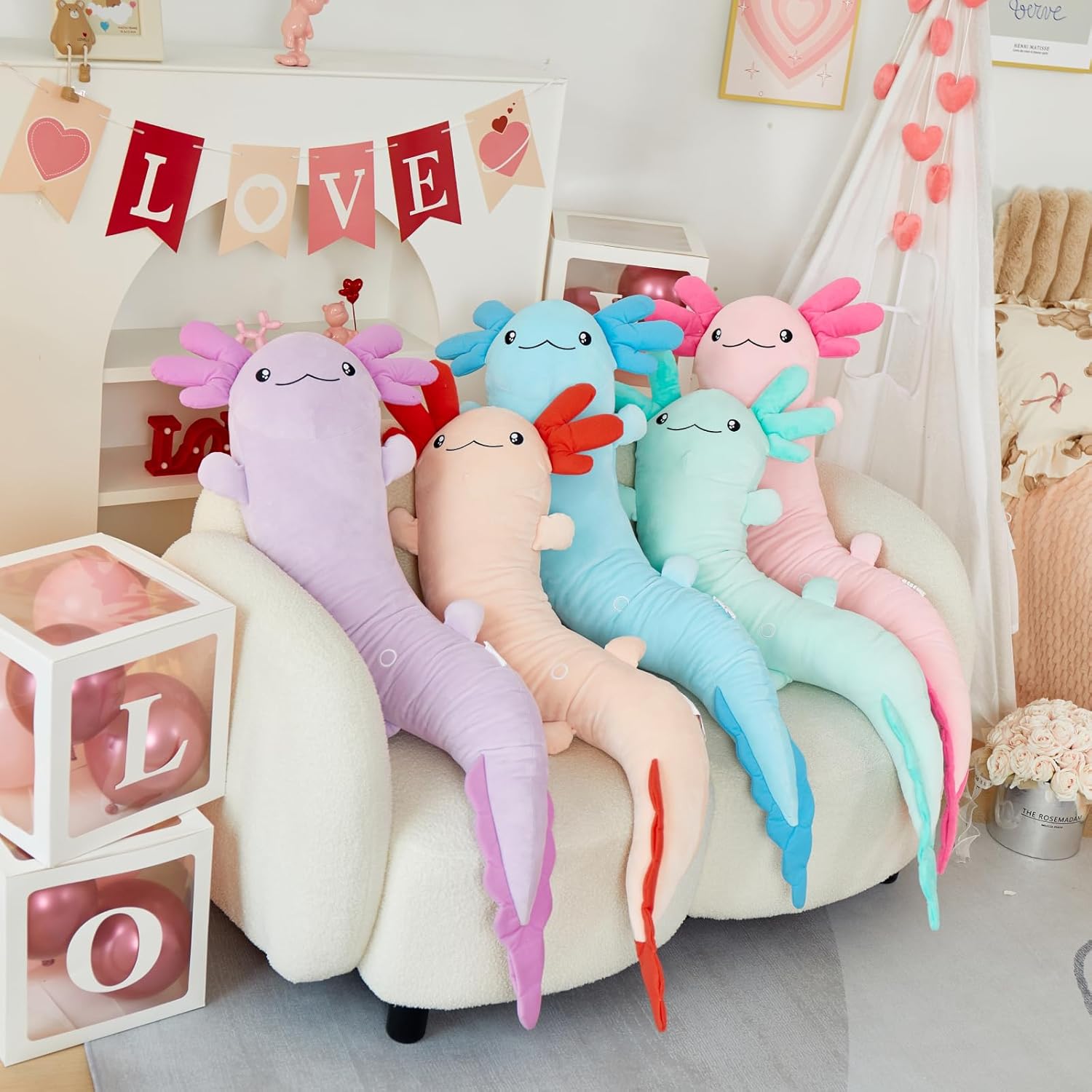 Large Axolotl Plush Body Pillow for Kids