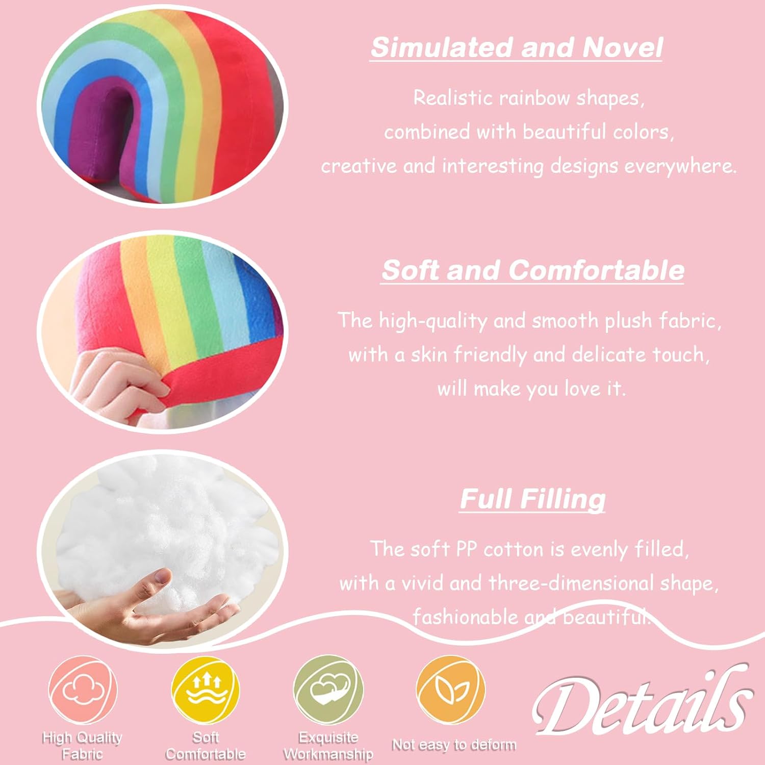 Rainbow Pillow Plush Decorative Cushion Toy