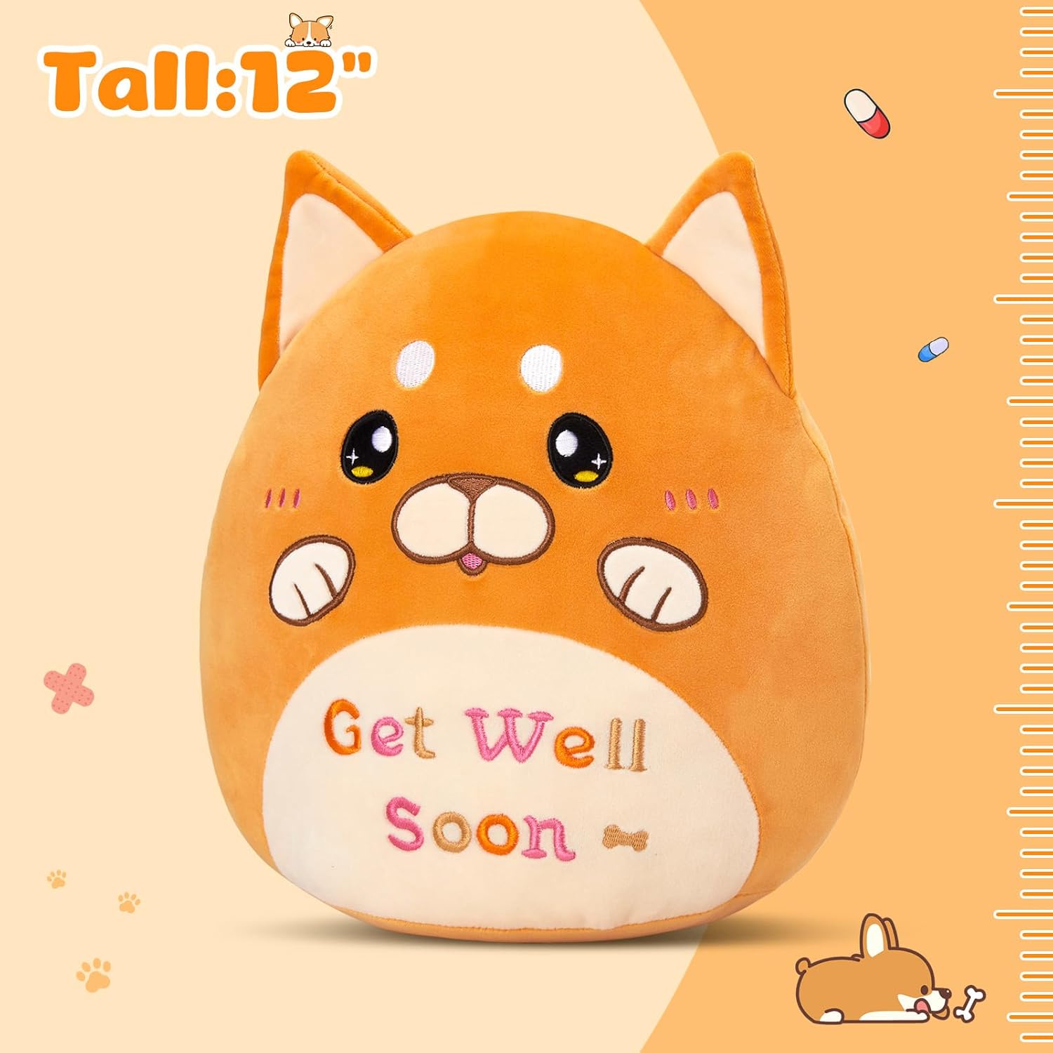 Get Well Soon Shiba Inu Plush Pillow