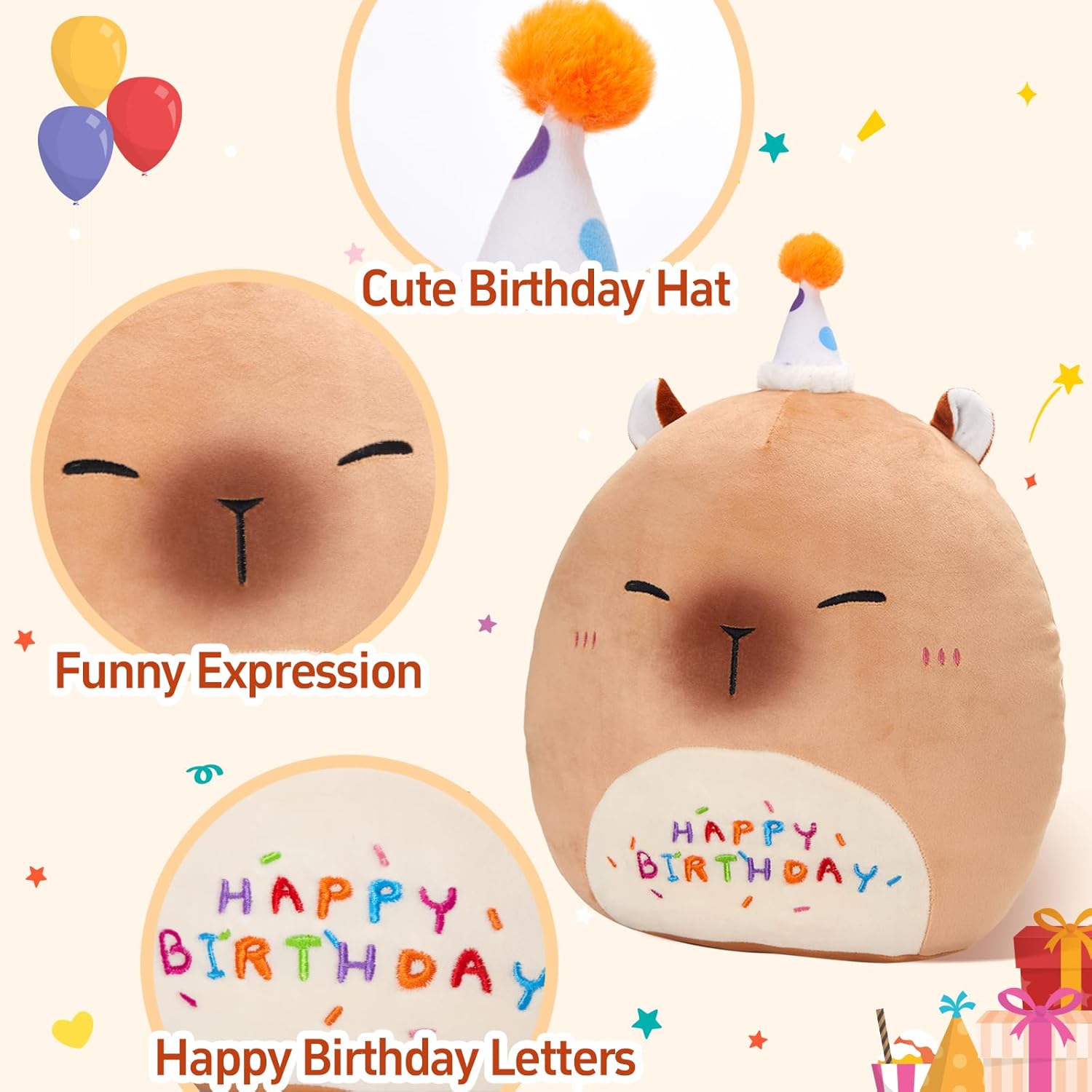 14 Inch Cute Capybara Plush Pillow
