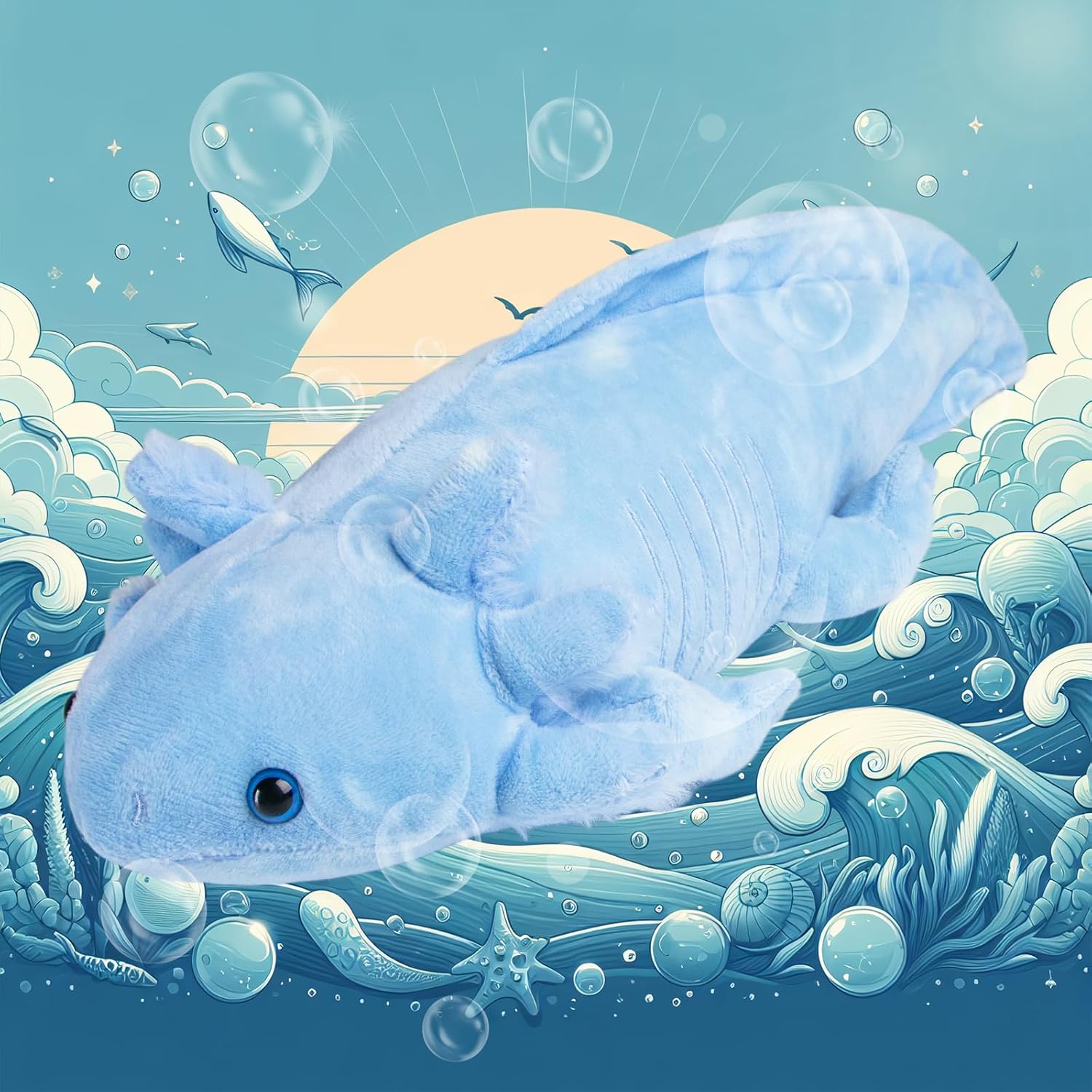 Soft Axolotl Plush Pillow - 19 Inch Blue Cuteness