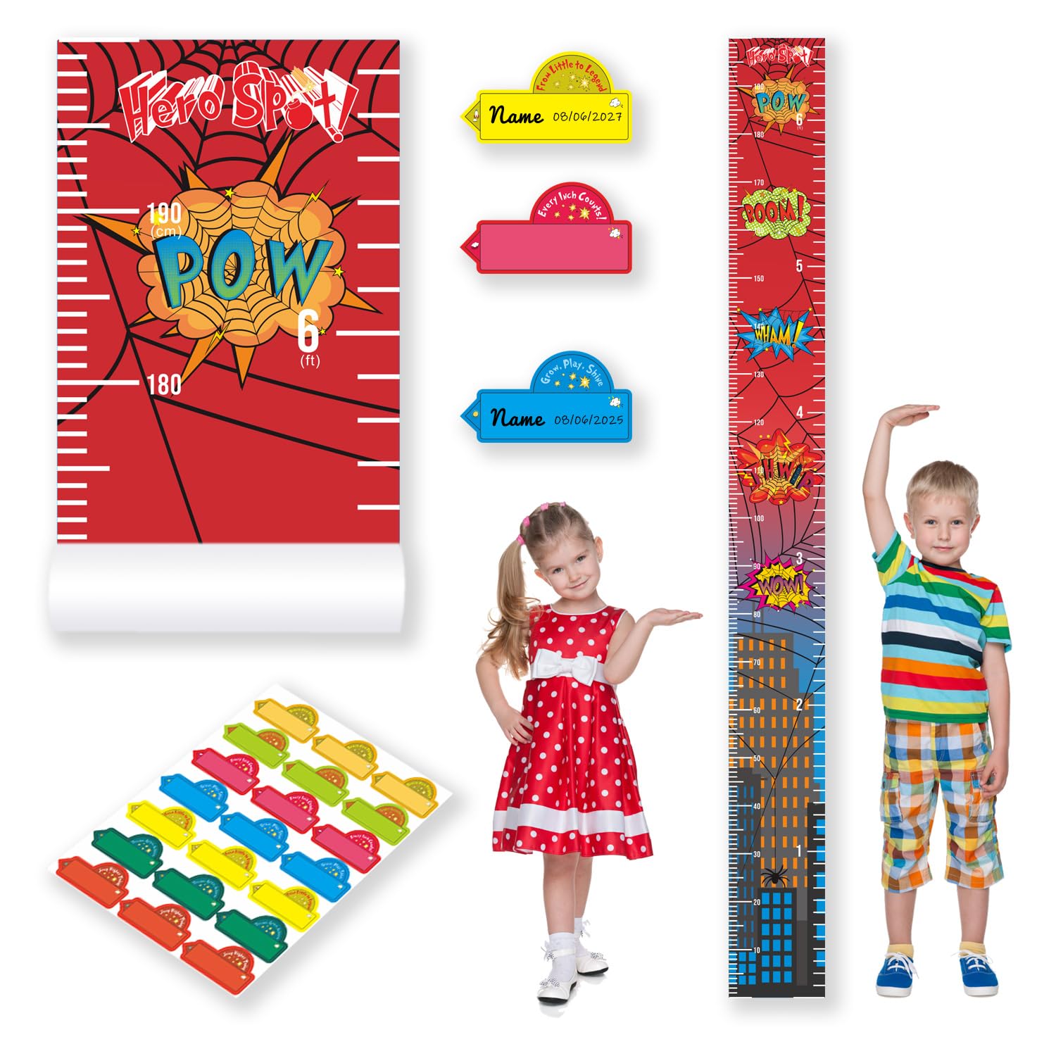 Hero Themed Kids Growth Chart for Wall