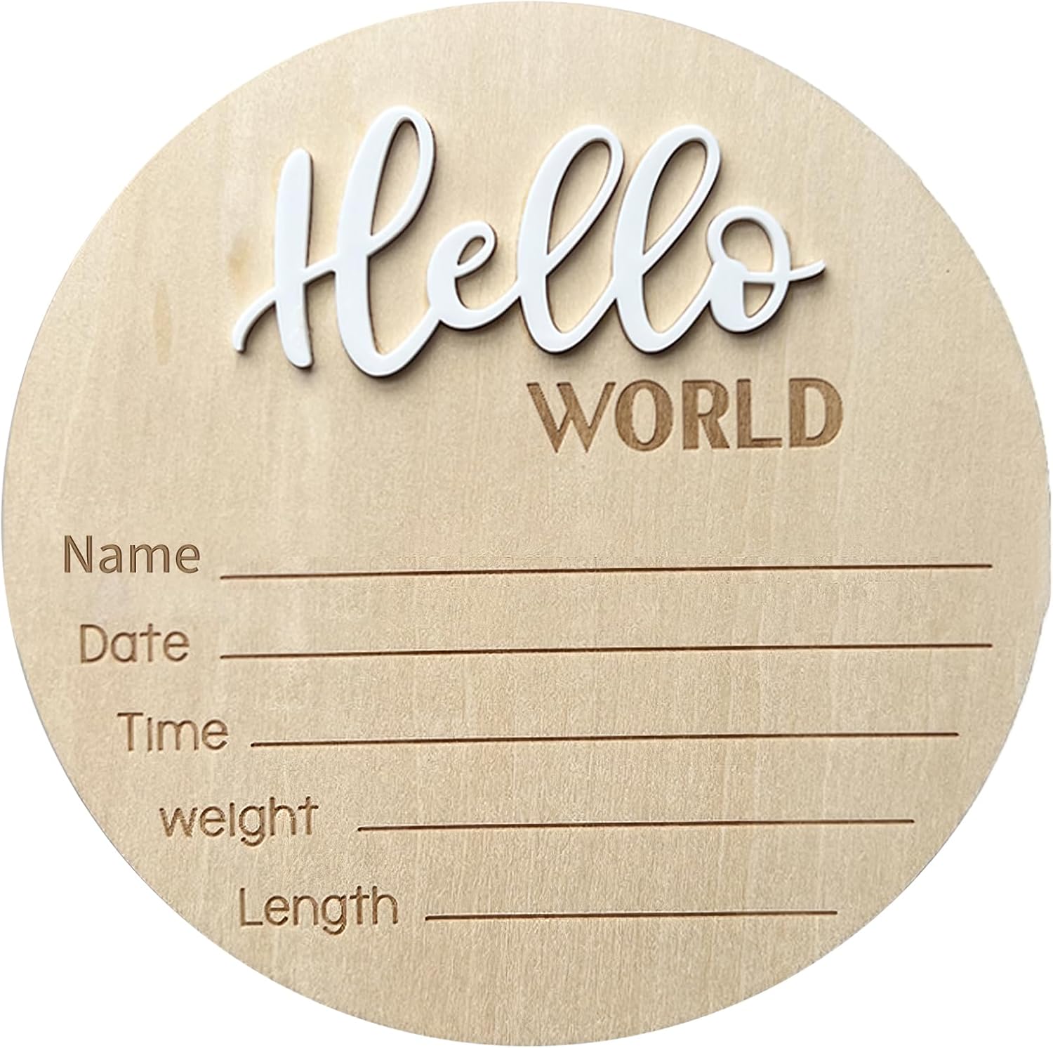 Baby Announcement Sign 59 Inch Wooden Hello World Newborn Welcome Sign