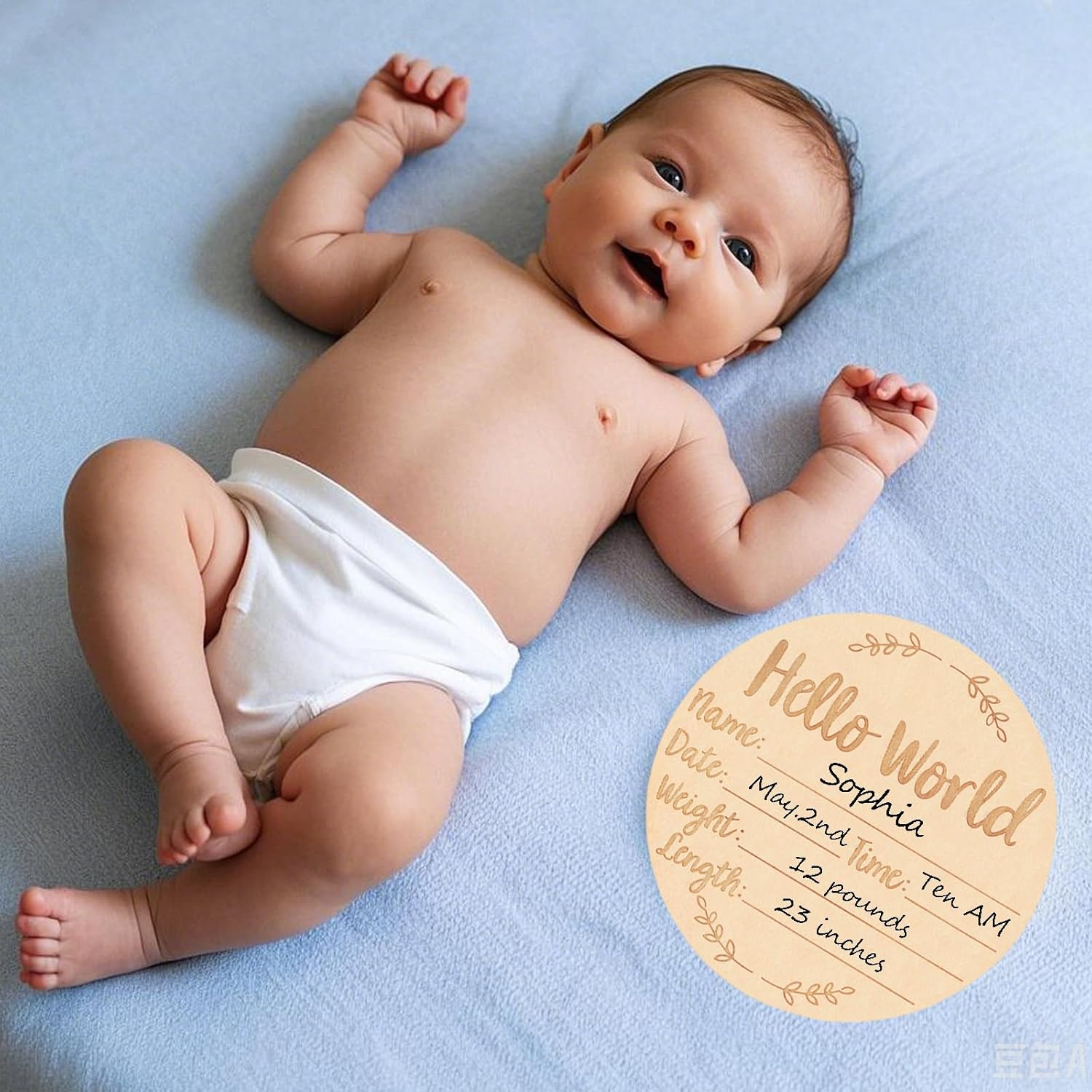 Wooden Baby Announcement Sign Double Sided