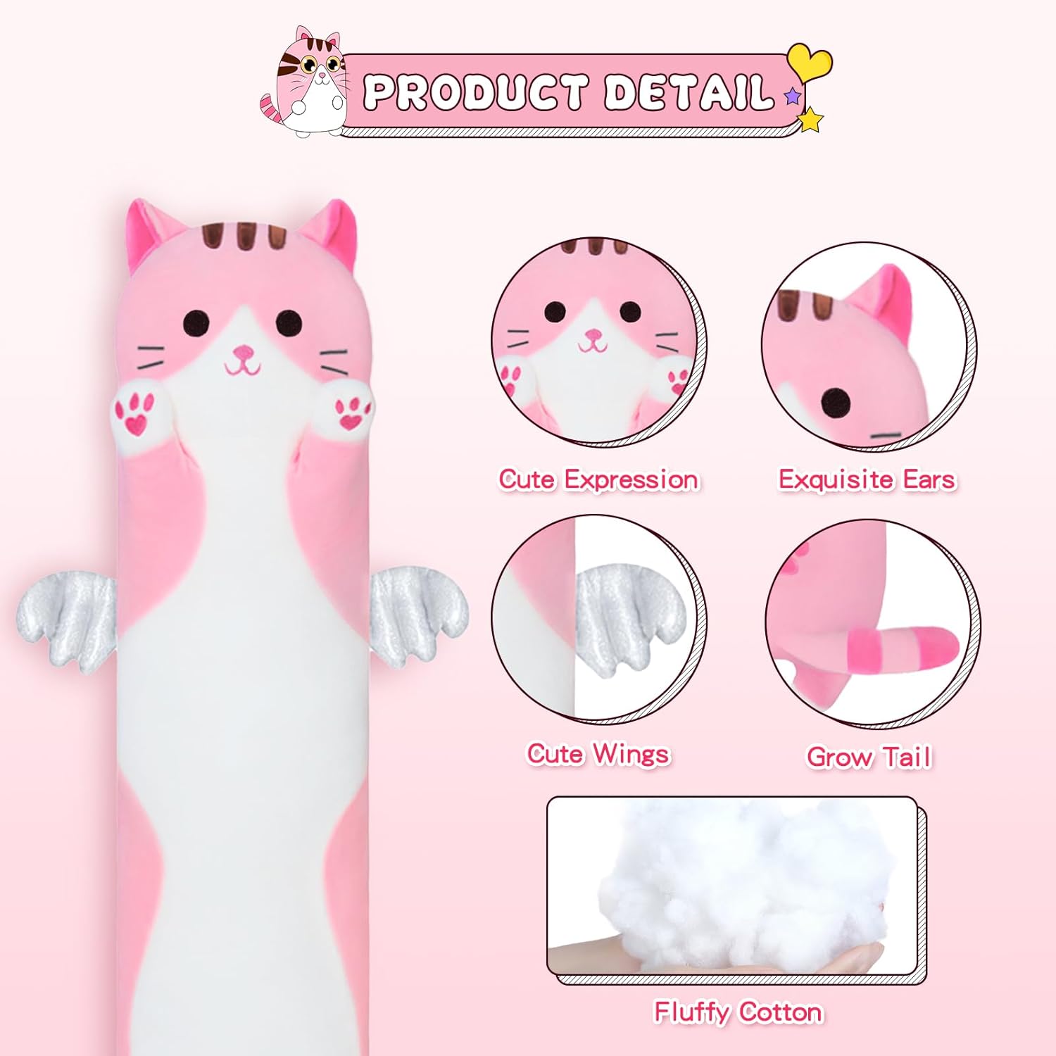 Sausudols Long Cat Plush Pillow