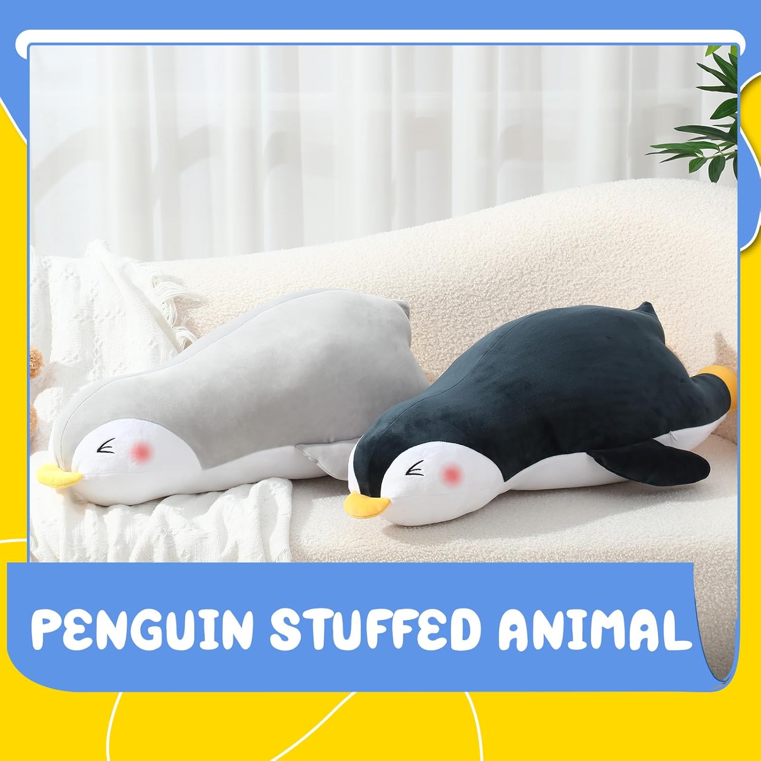 2 Pcs Large Penguin Plush Pillow Toy