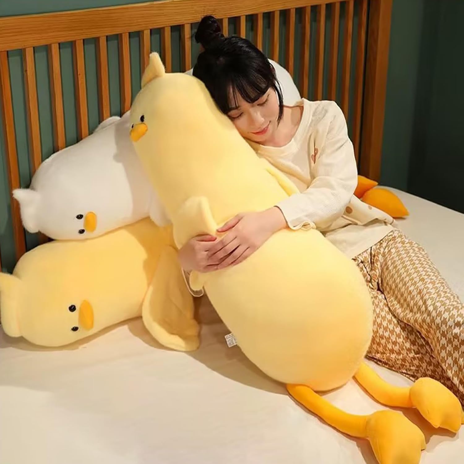 PEACH CAT Long Duck Plush Pillow Cute Stuffed Animal Toy for Kids