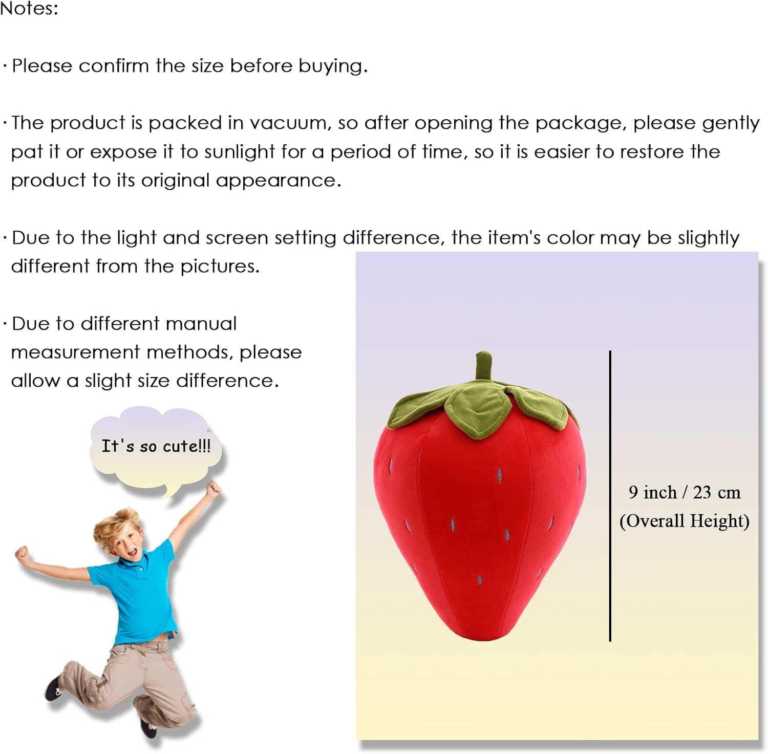 Strawberry Plush Toy for Kids 9 Inch Cute Design