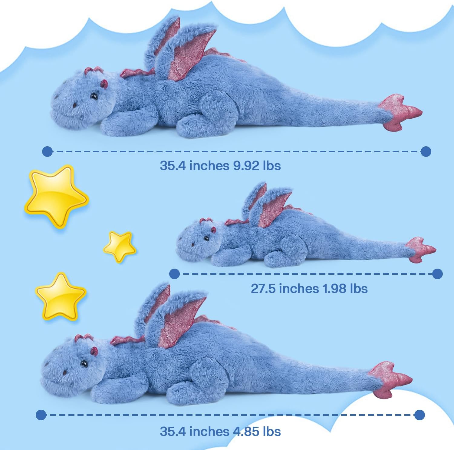 Blue Soft Dragon Plush Toy 2Lbs 275