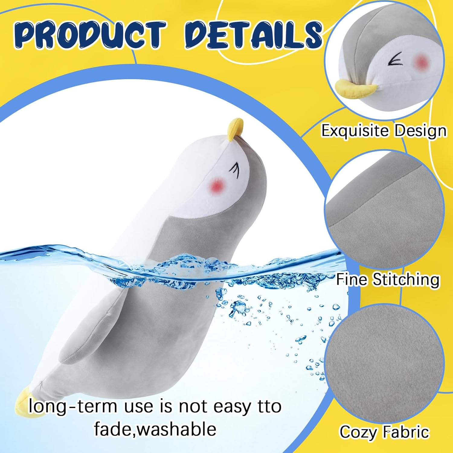 2 Pcs Large Penguin Plush Pillow Toy