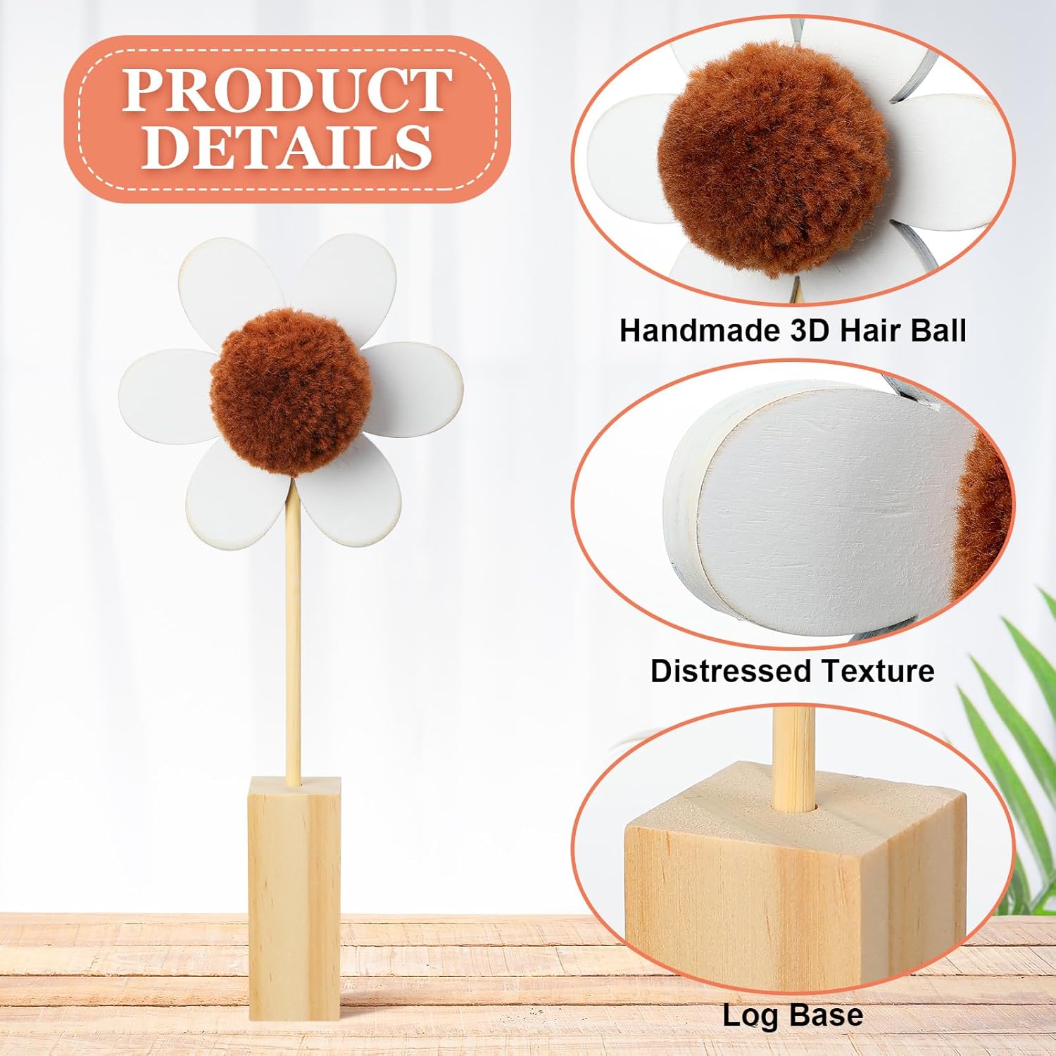 3 Pcs Wooden Daisy Wall Decor Set
