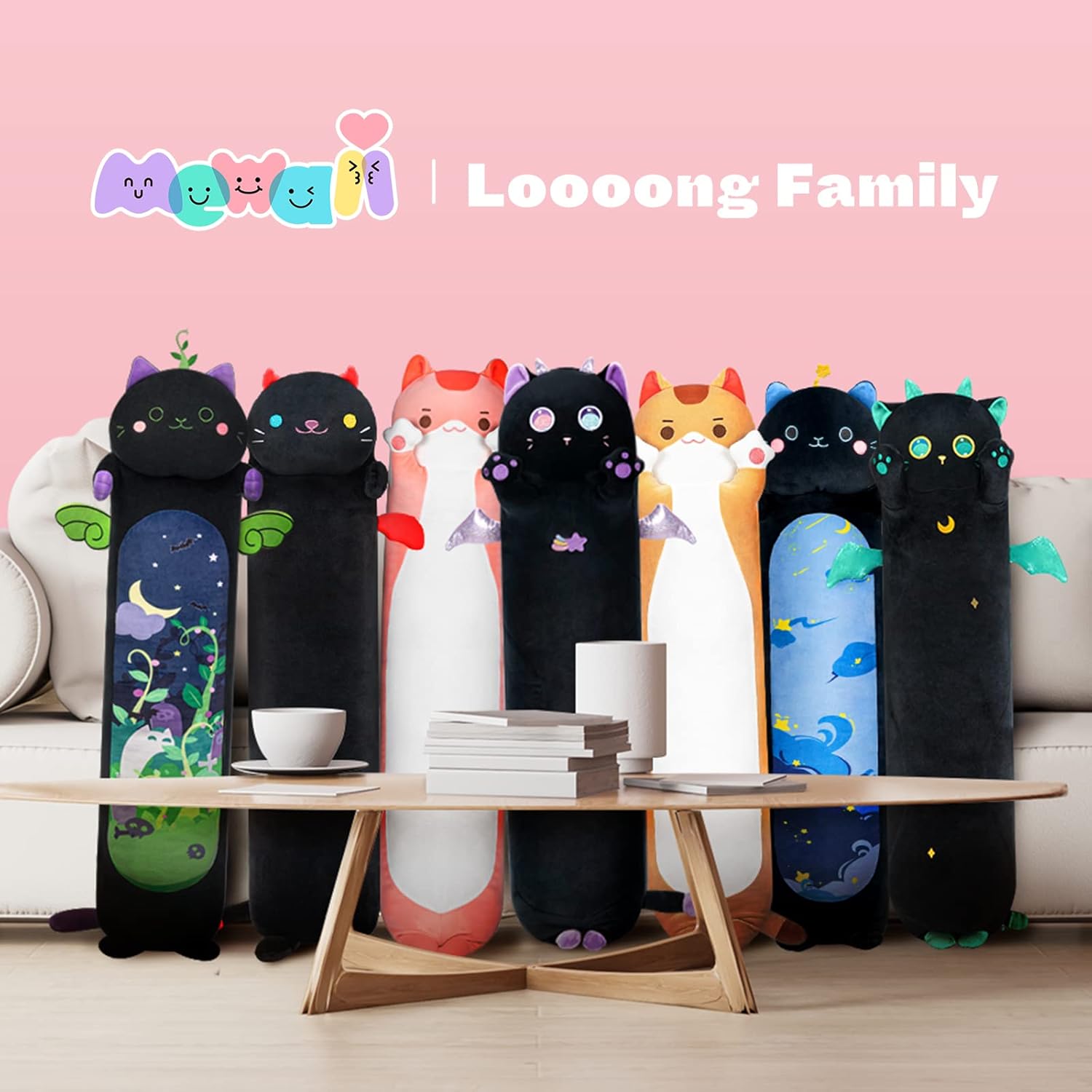 Long Cat Plush Body Pillow for Kids