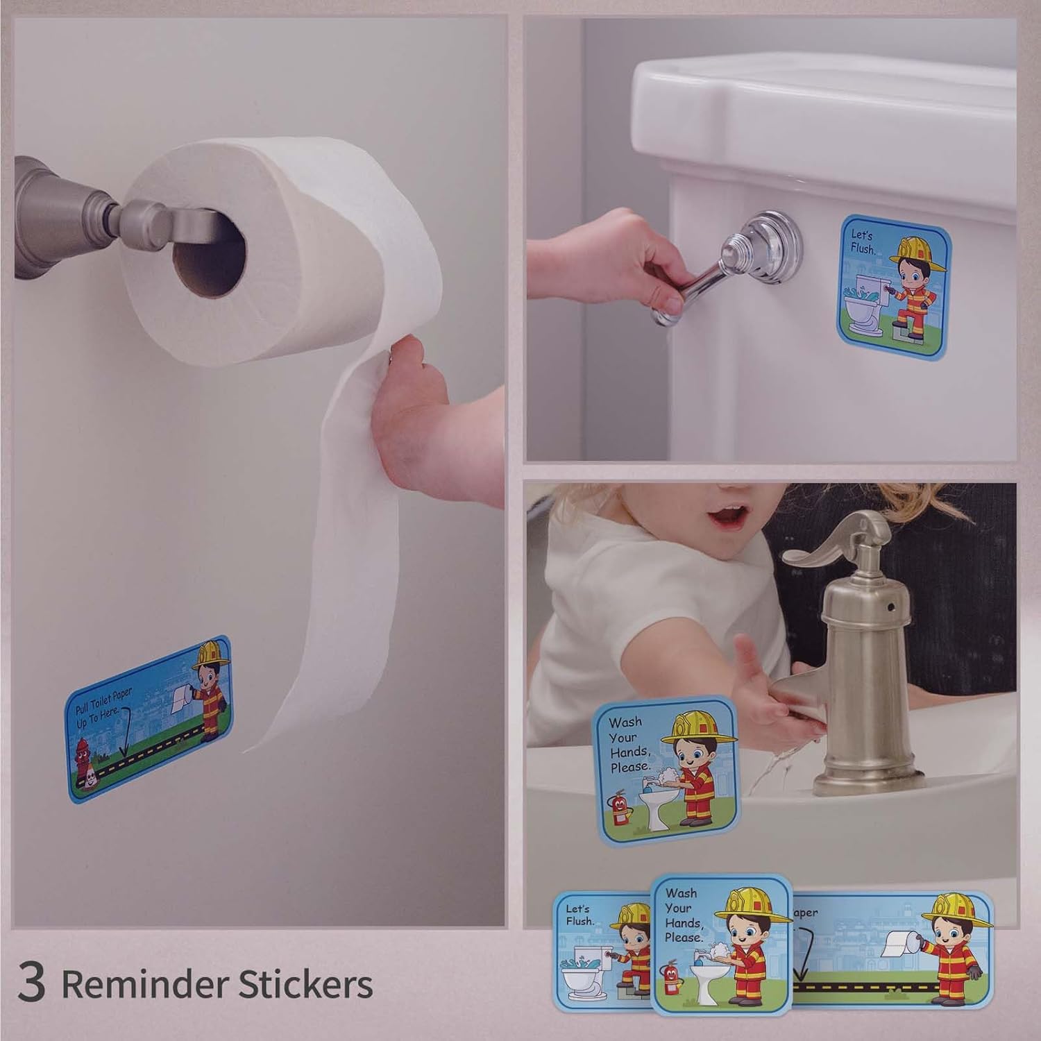 Potty Training Chart with Fireman Stickers and Crown for Toddlers