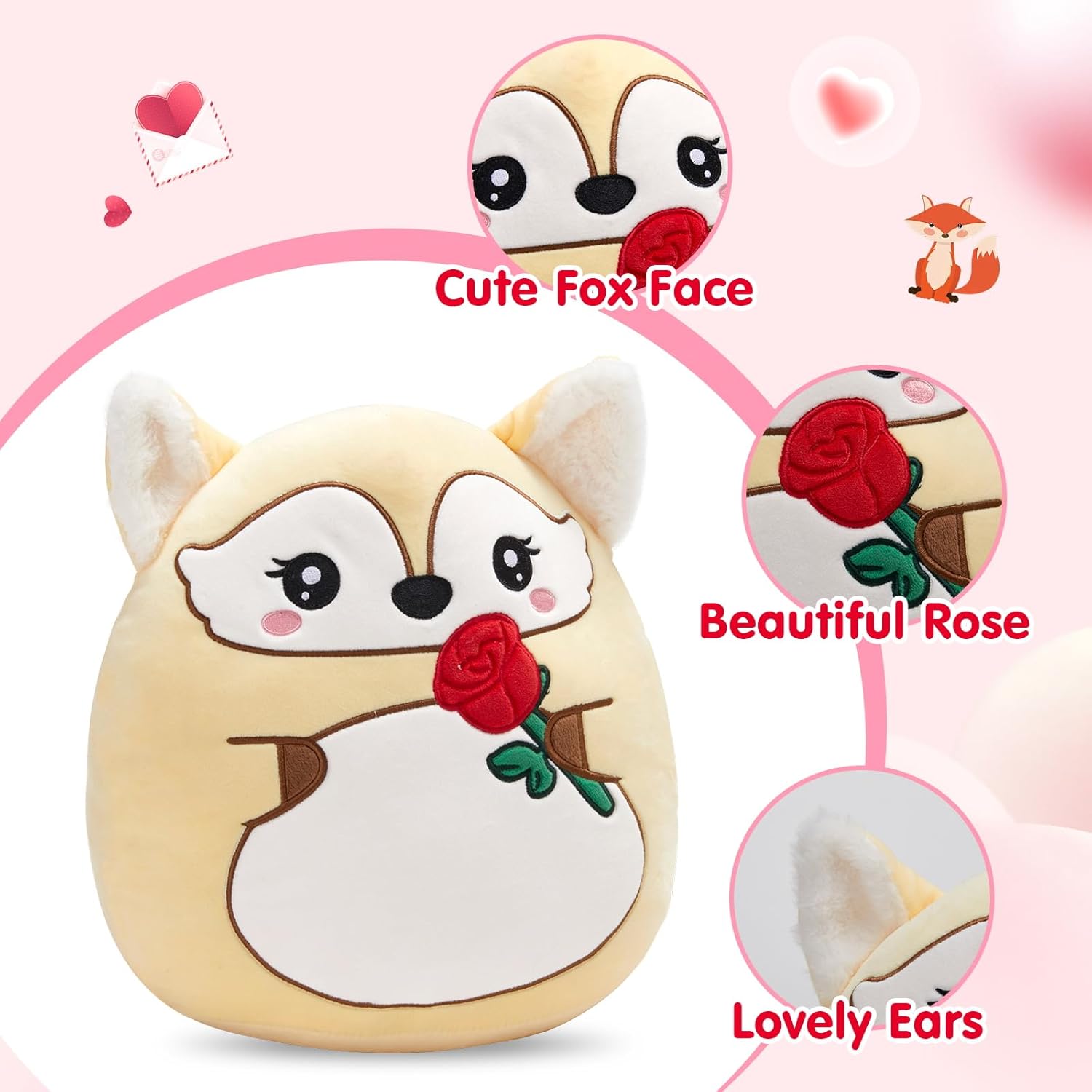WEWILL 12 Inch Valentine Fox Plush Pillow