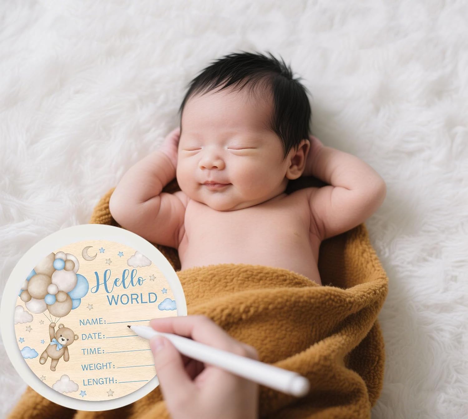 Andrain Double-Sided Wooden Baby Sign