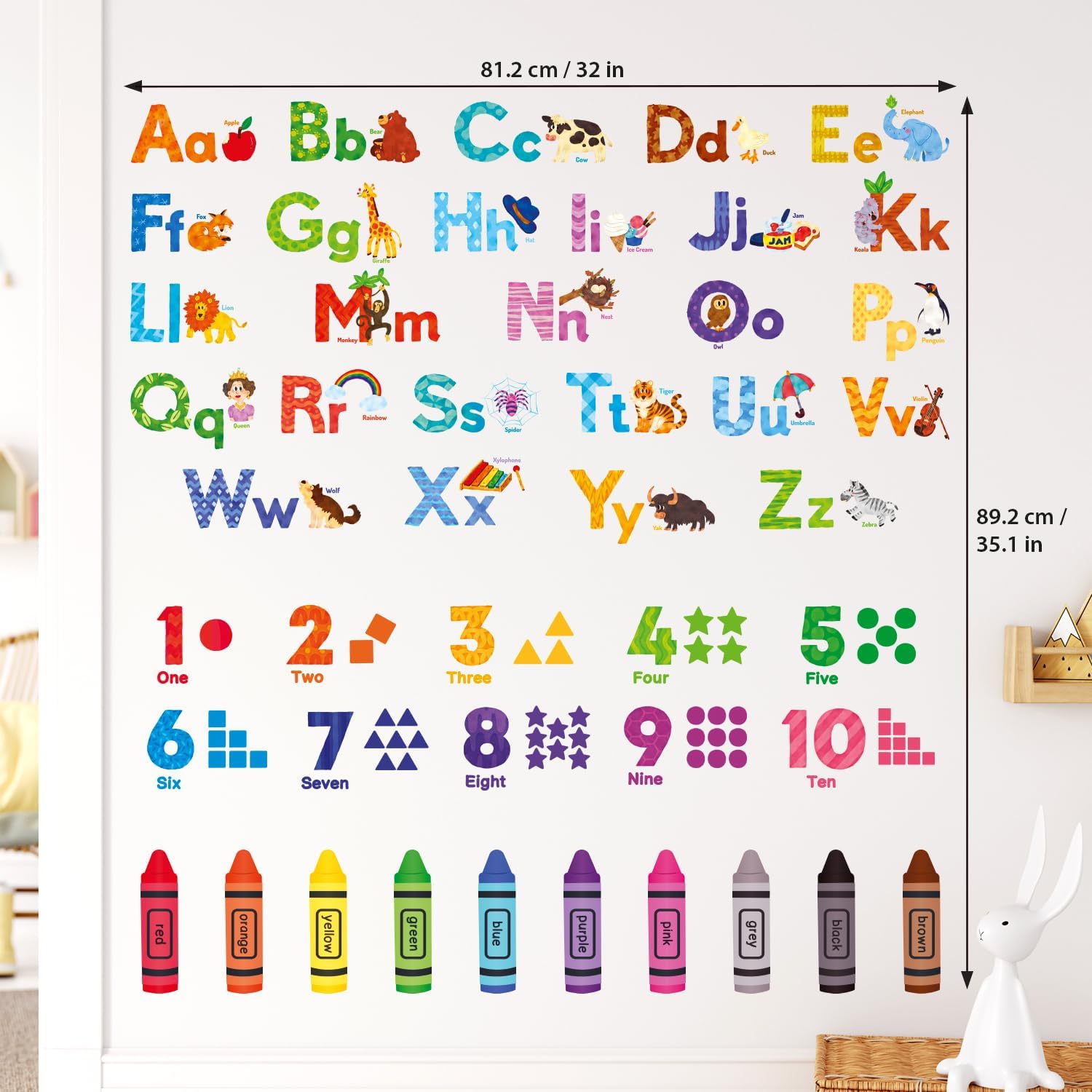 DECOWALL Animal Alphabet Numbers Wall Stickers