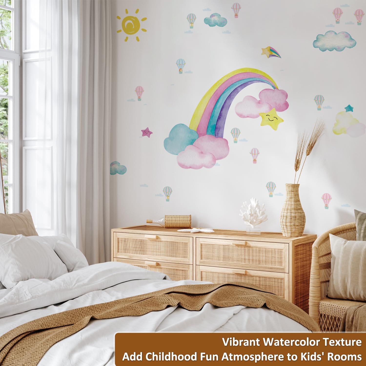 vibrant rainbow wall decal for baby nursery