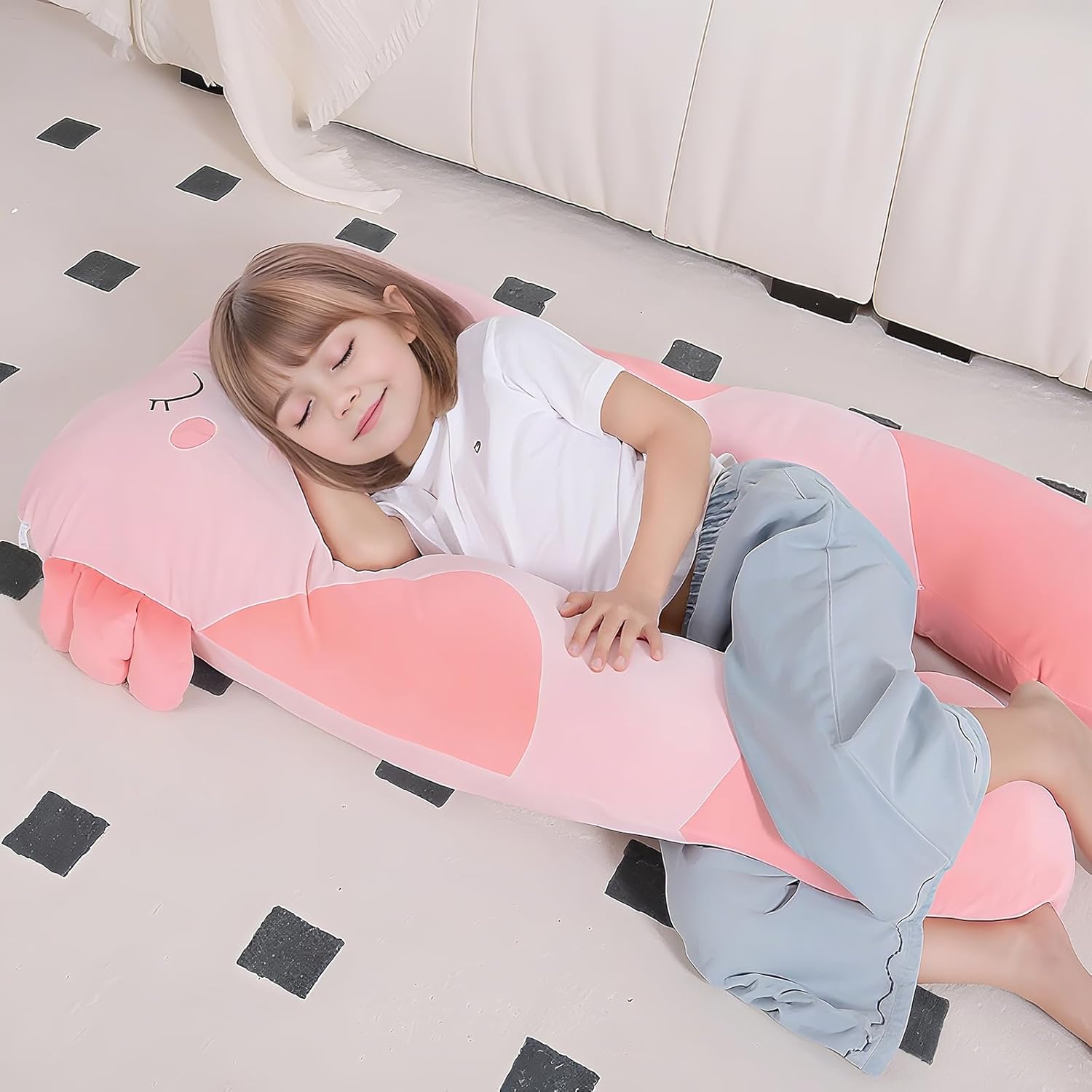 47x23 Inch U Shaped Plush Body Pillow for Kids
