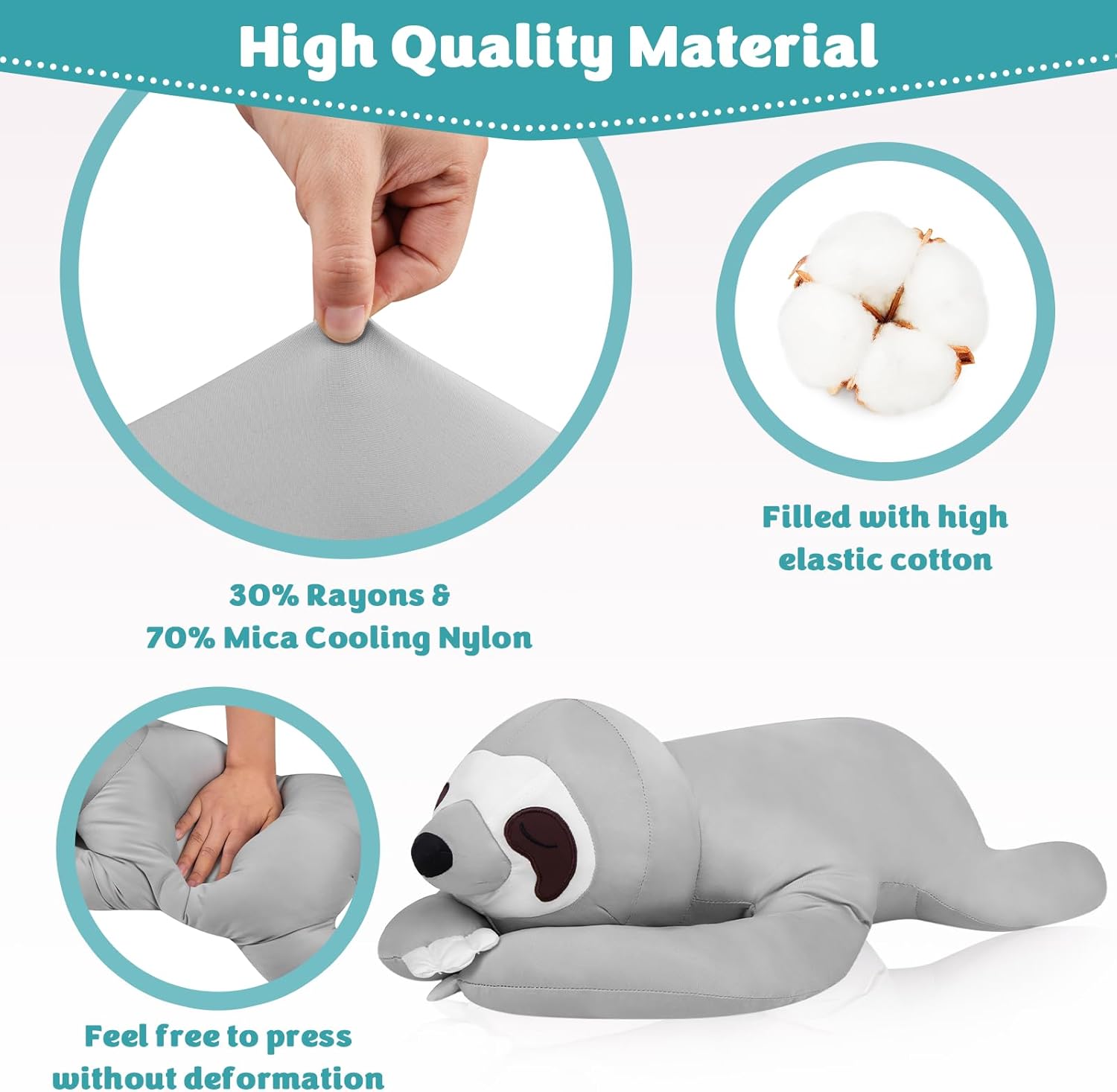 My OLi 24 Inch Sloth Cooling Plush Pillow