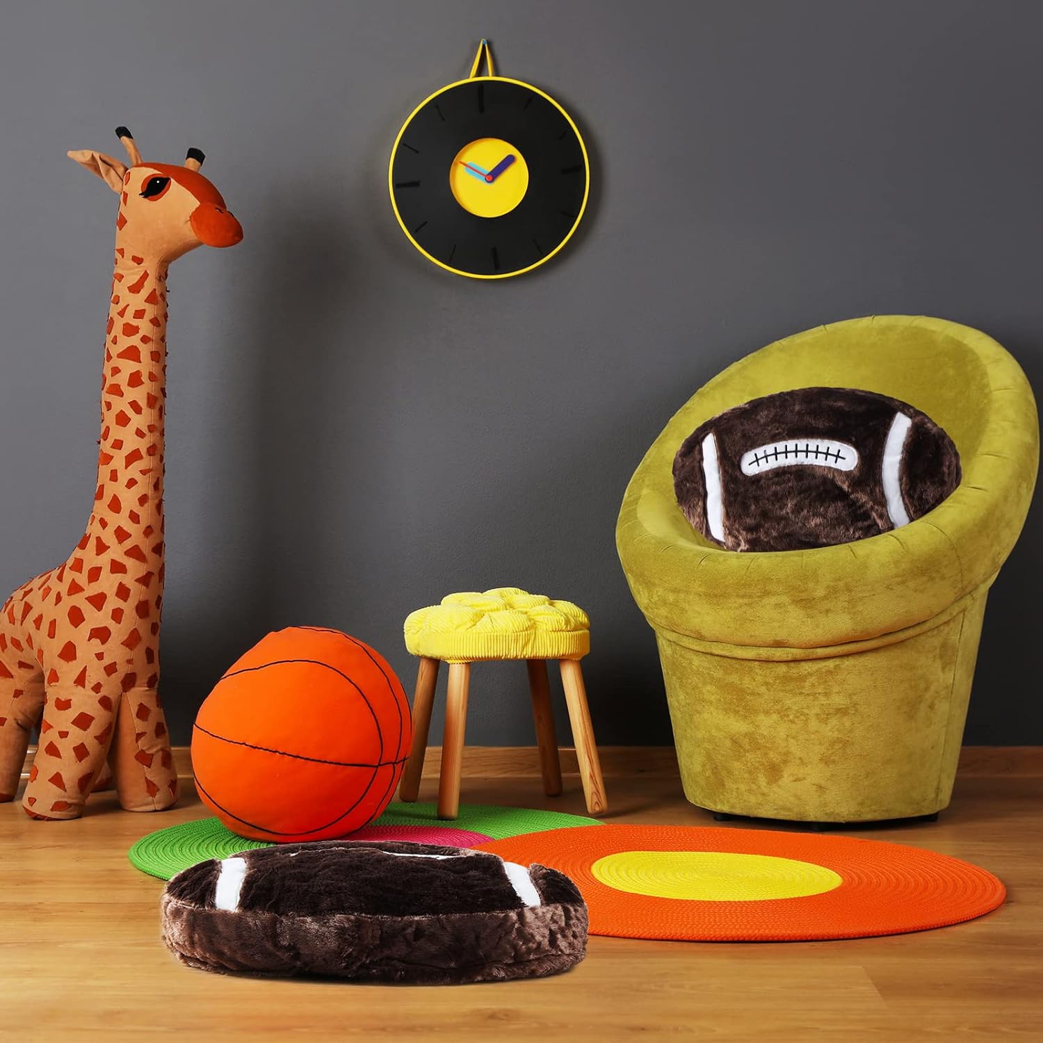 Jetec Football Shaped Plush Pillow Set