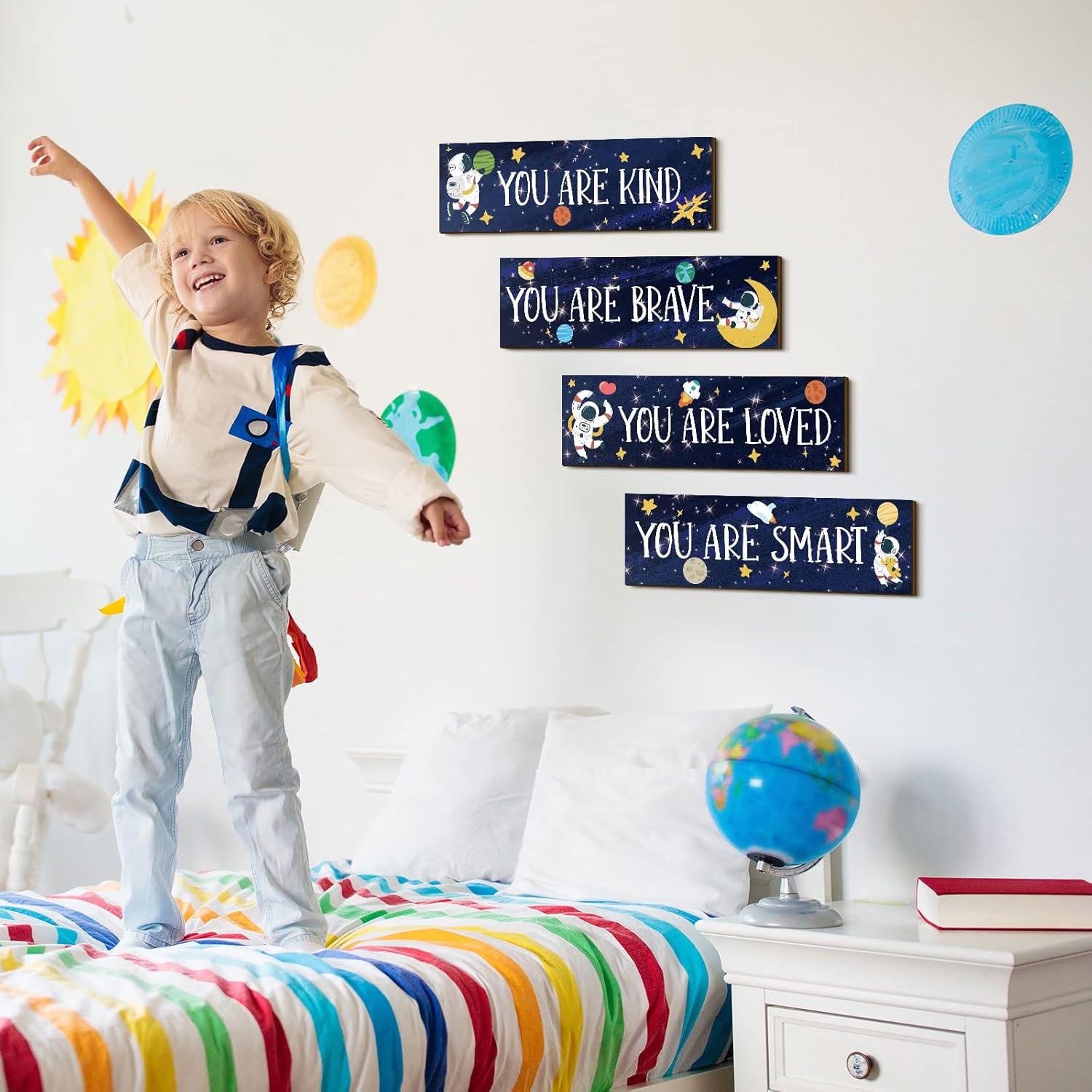 Yookeer 4 Pcs Space Room Decor for Kids Boys