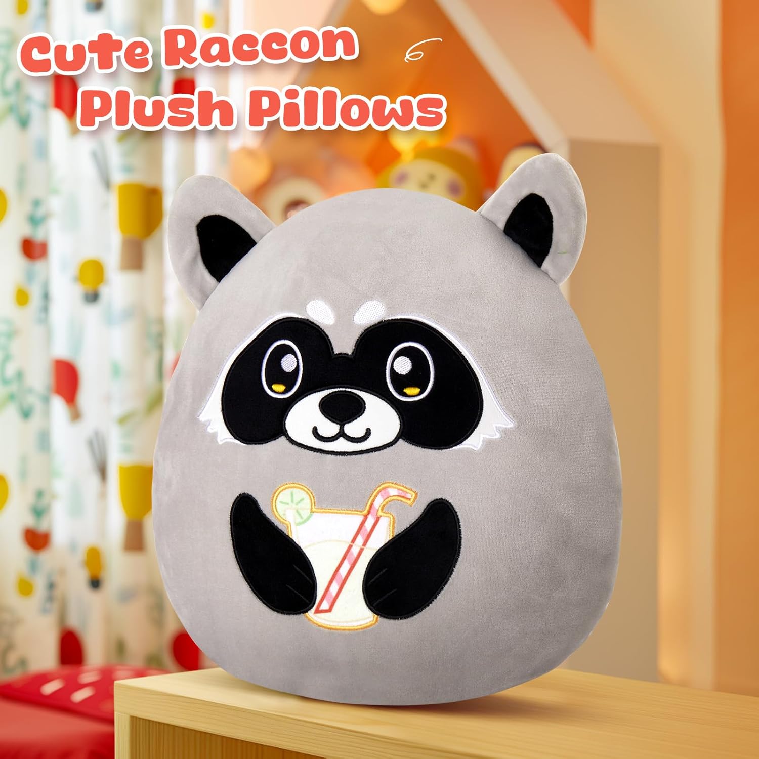Glow Guards 12-Inch Raccoon Plush Pillow